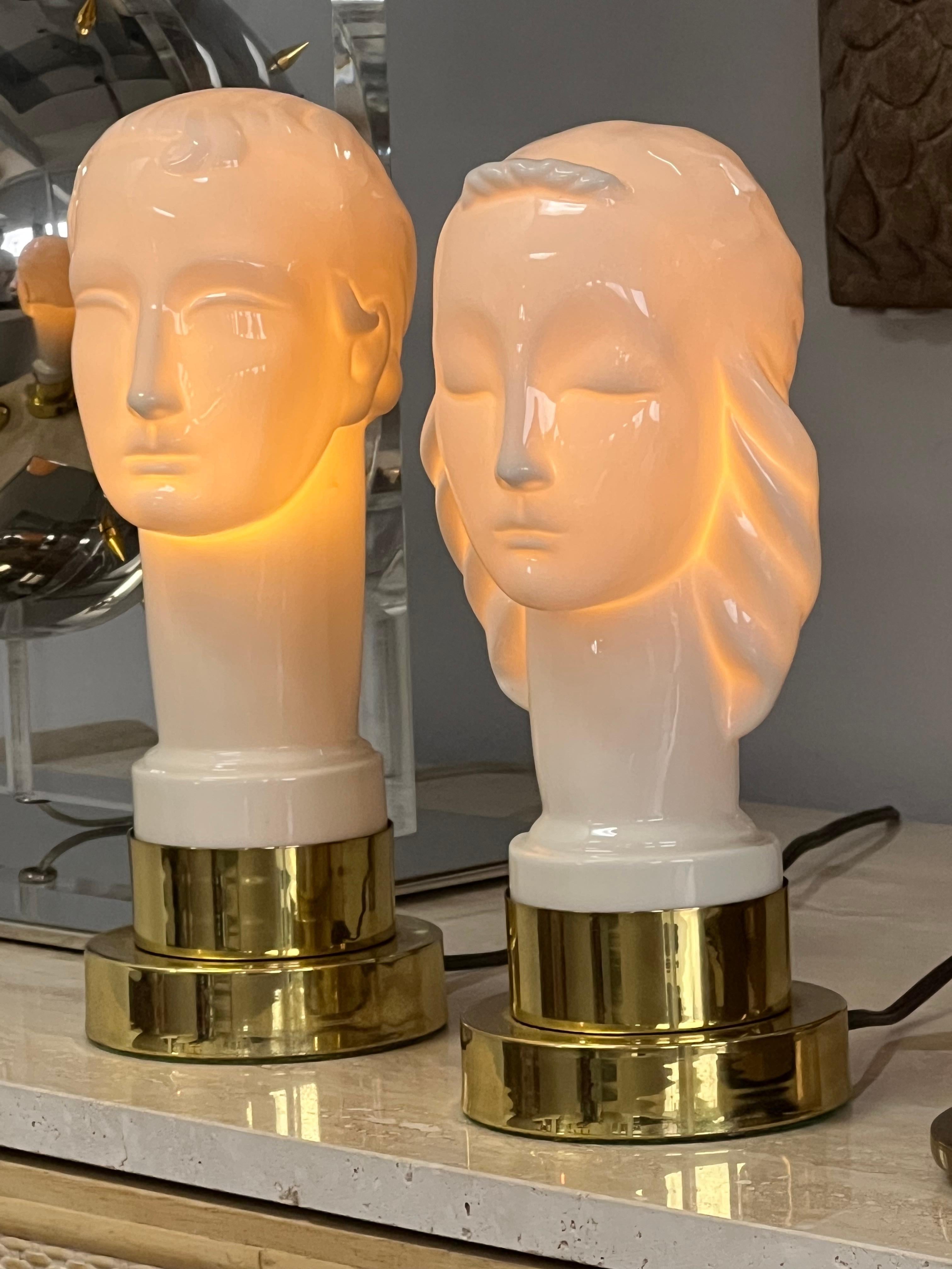 Geza De Vegh  para Lennox Lámparas de mesa Art Déco de porcelana en venta 1