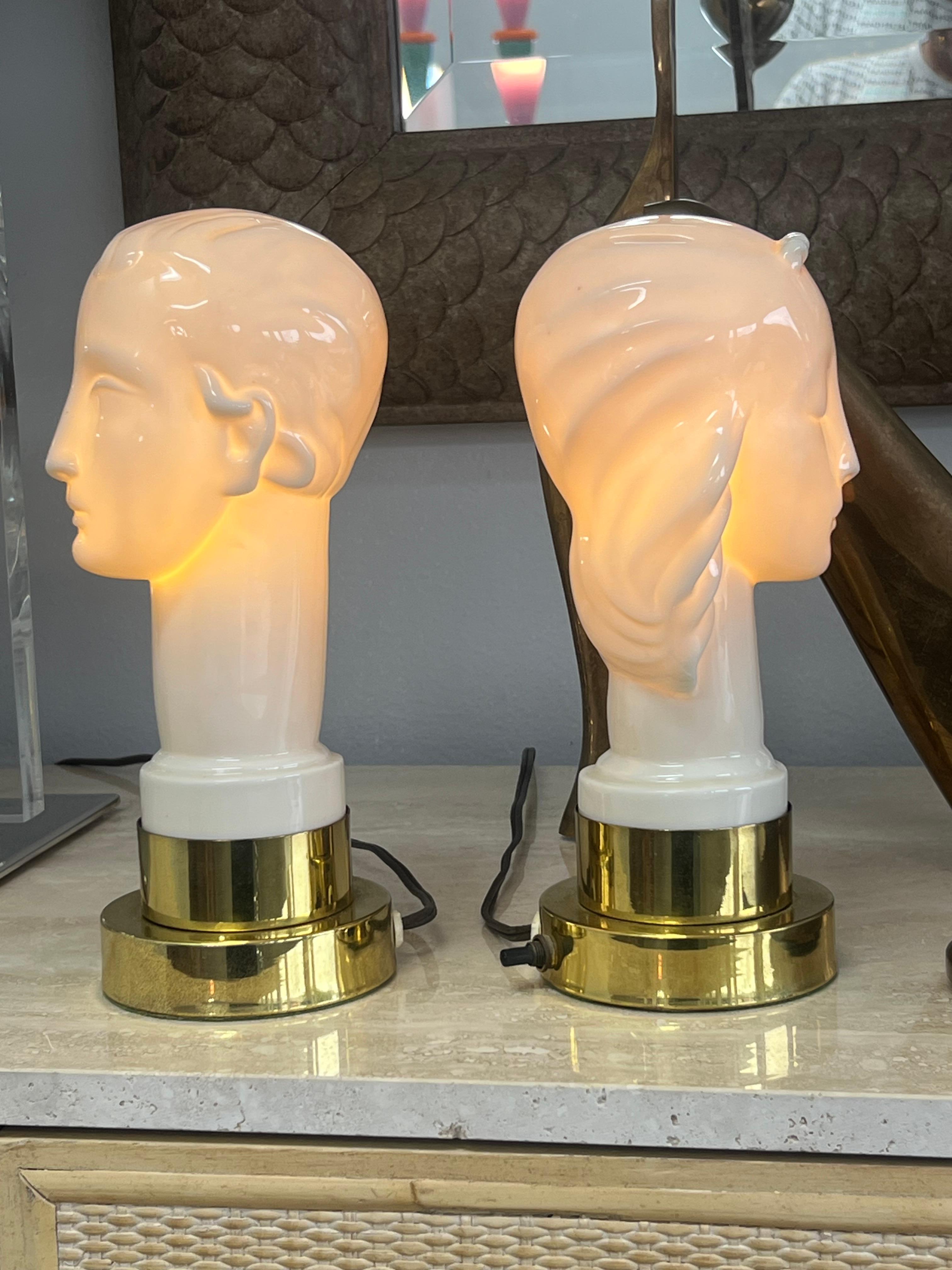 Geza De Vegh  para Lennox Lámparas de mesa Art Déco de porcelana en venta 2