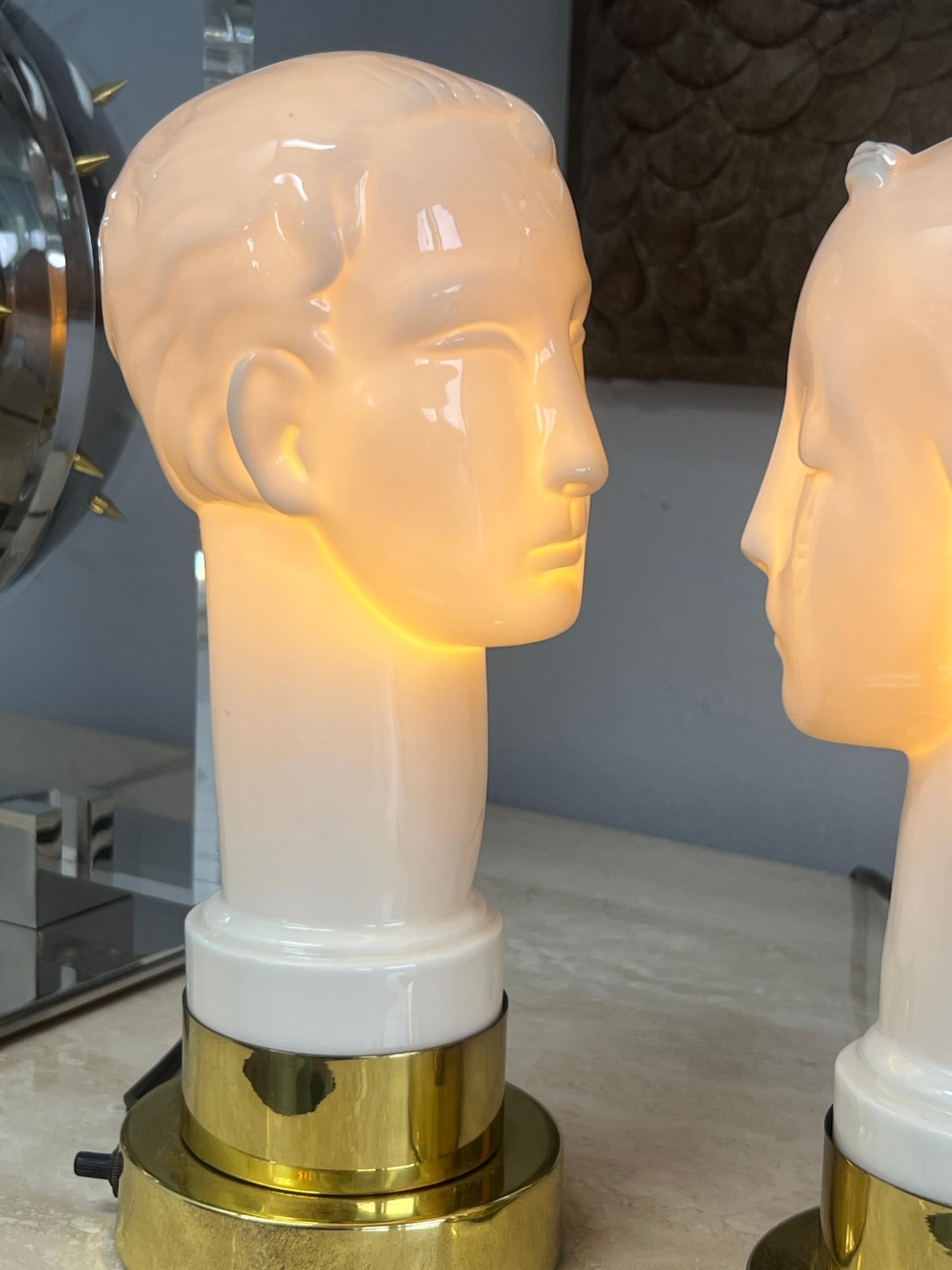 Geza De Vegh  para Lennox Lámparas de mesa Art Déco de porcelana en venta 3