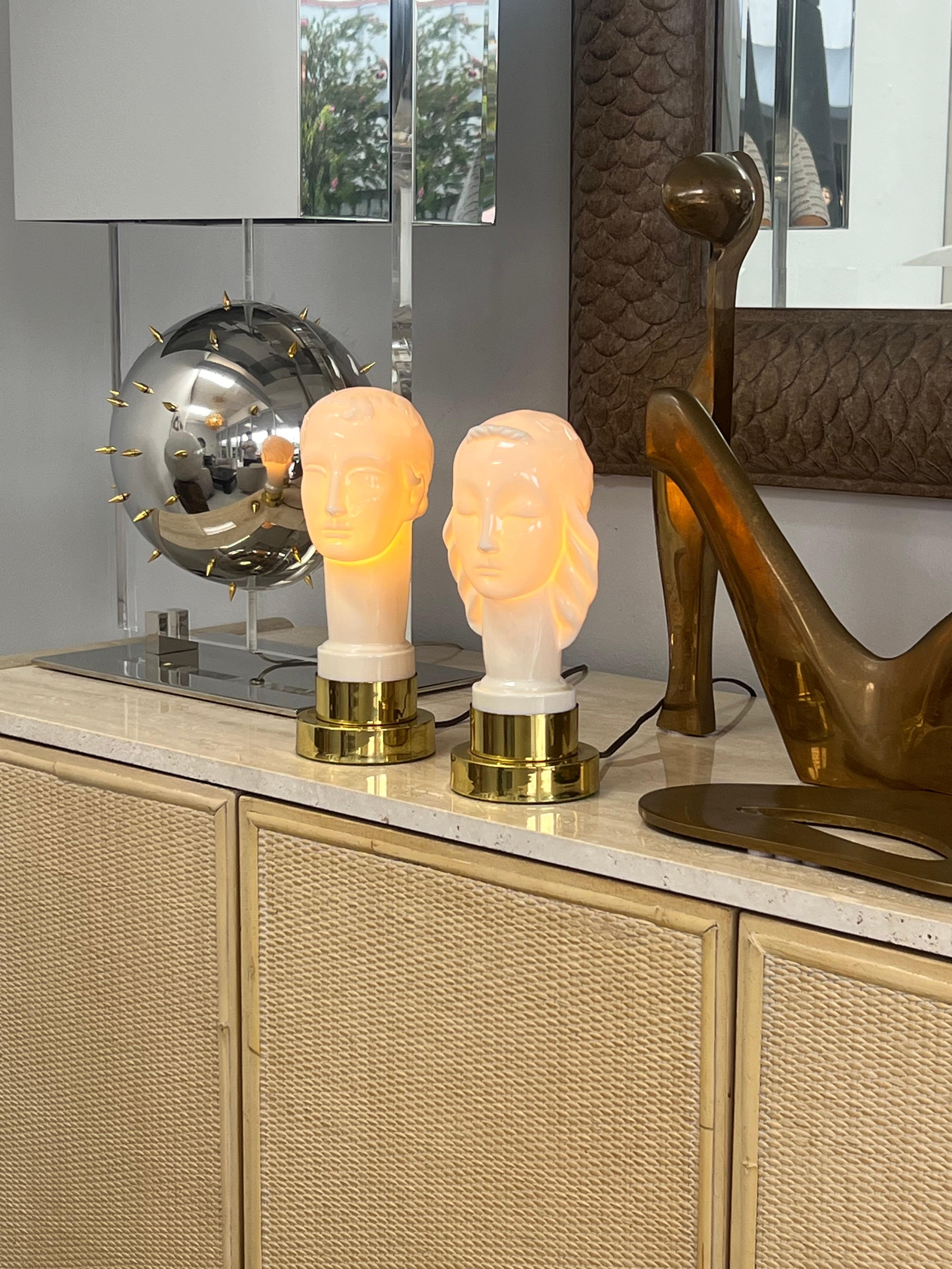 Geza De Vegh  para Lennox Lámparas de mesa Art Déco de porcelana en venta 4