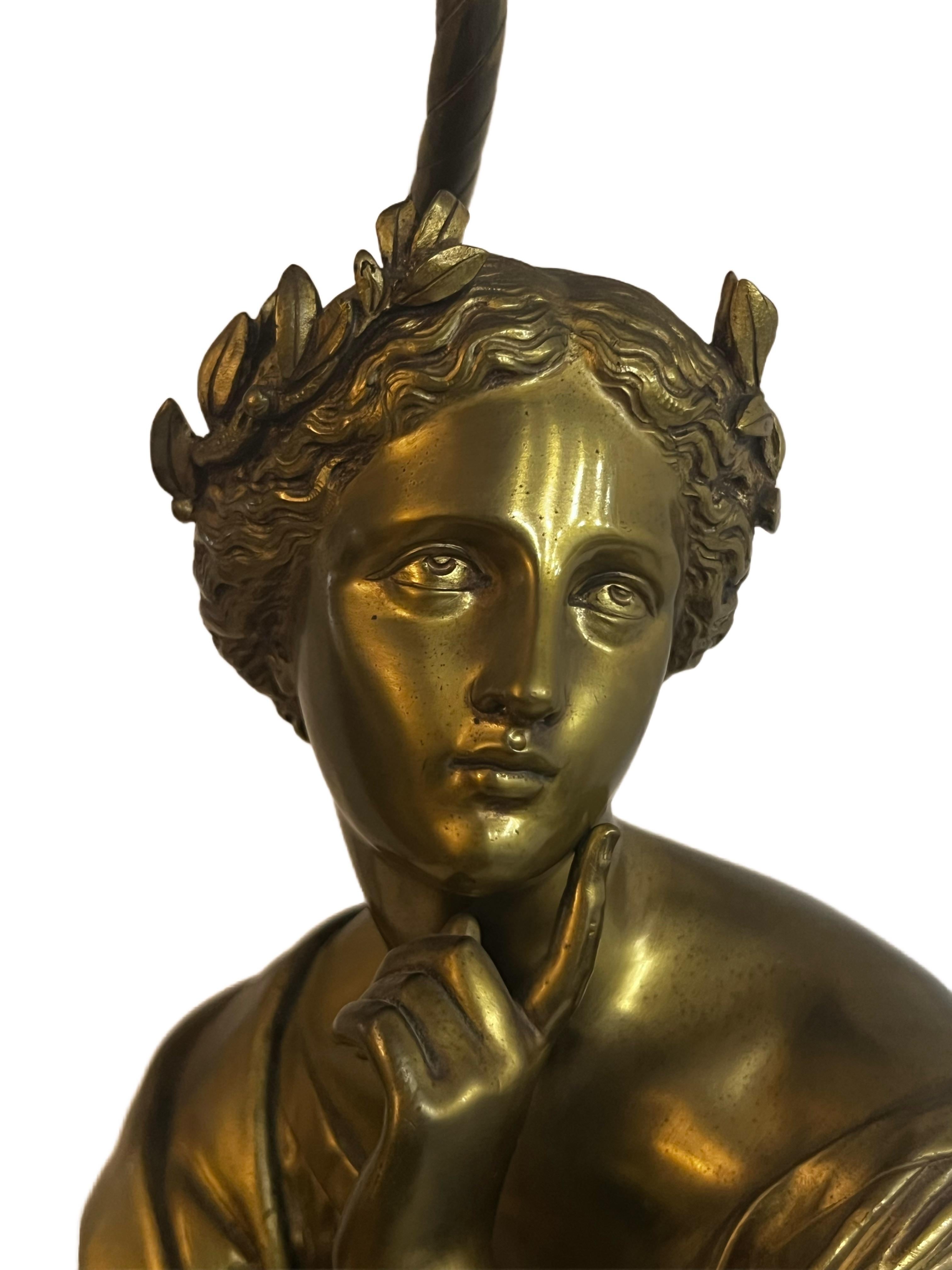 Bronze A. Moreau Table Lamp Sculpture For Sale 1