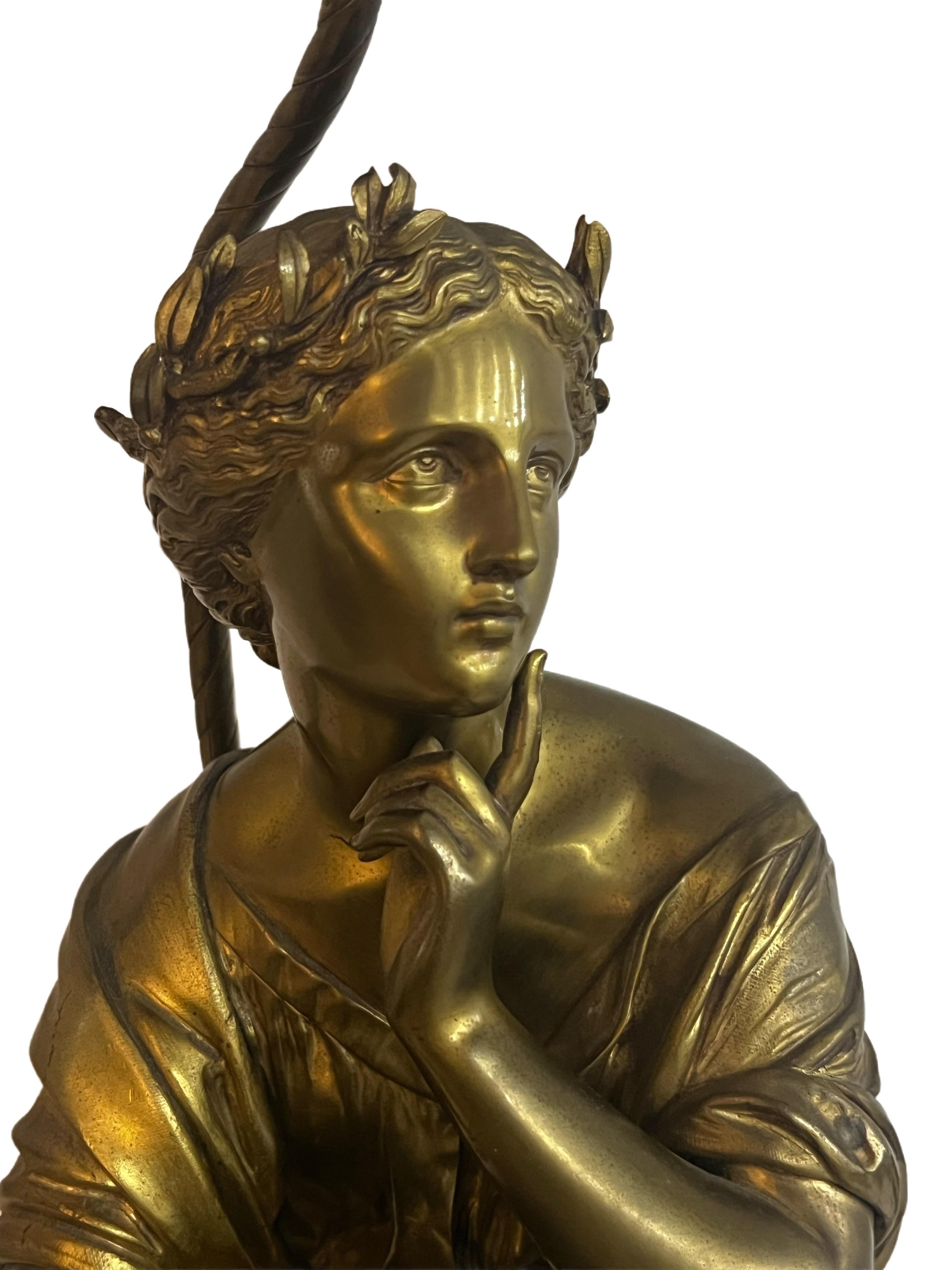 Bronze A. Moreau Table Lamp Sculpture For Sale 2