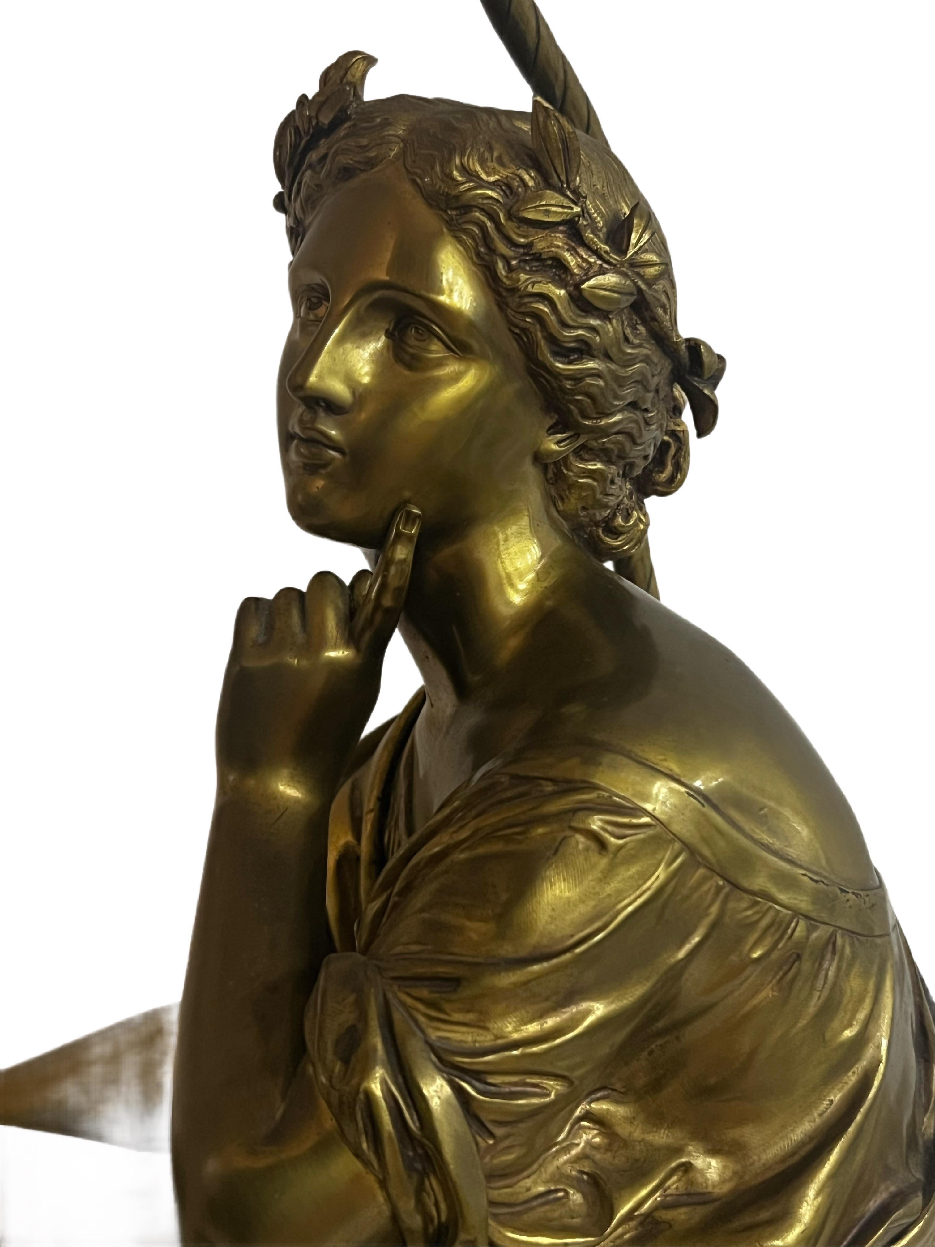 Bronze A. Moreau Table Lamp Sculpture For Sale 3