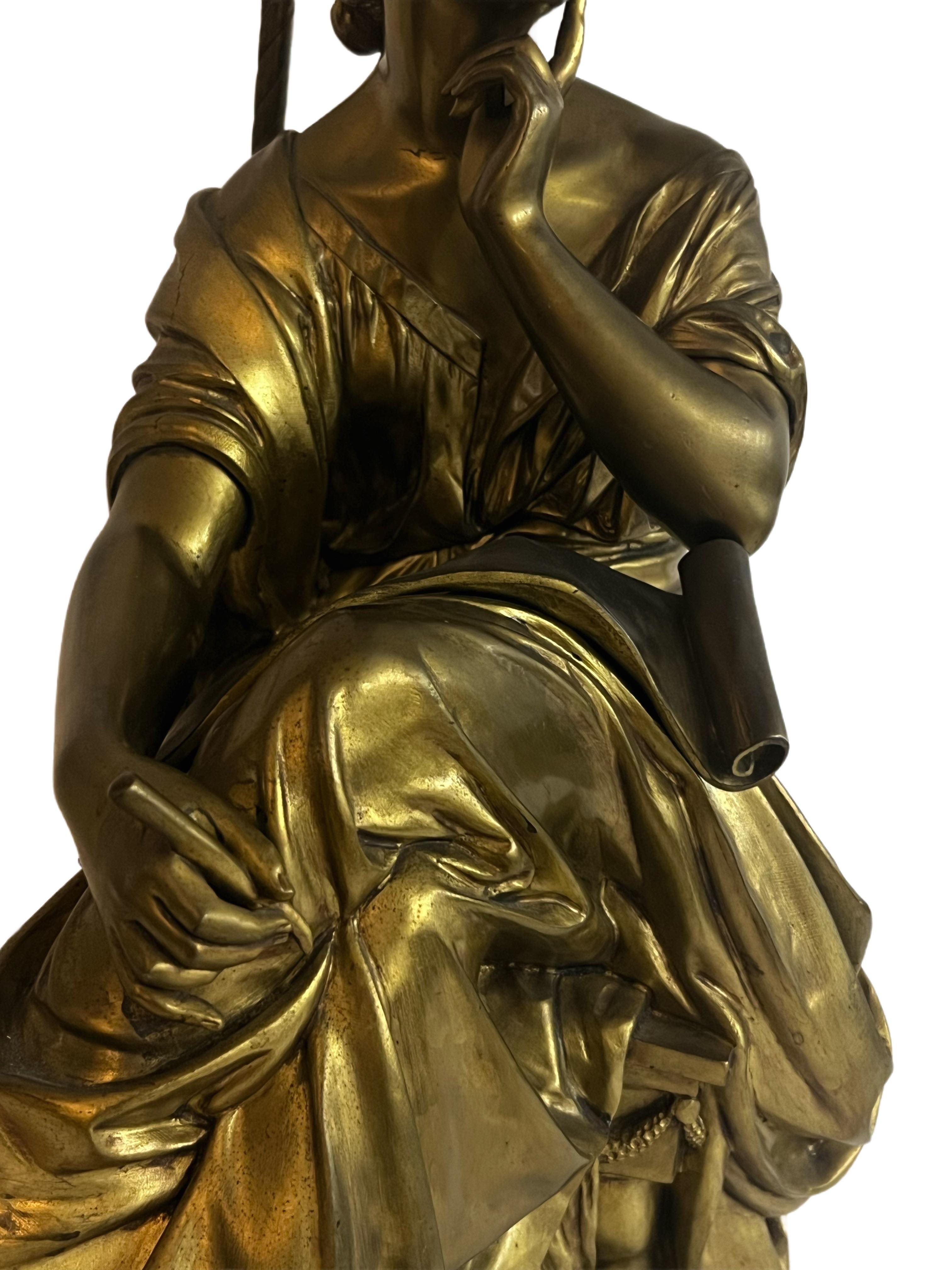Bronze A. Moreau Table Lamp Sculpture For Sale 4