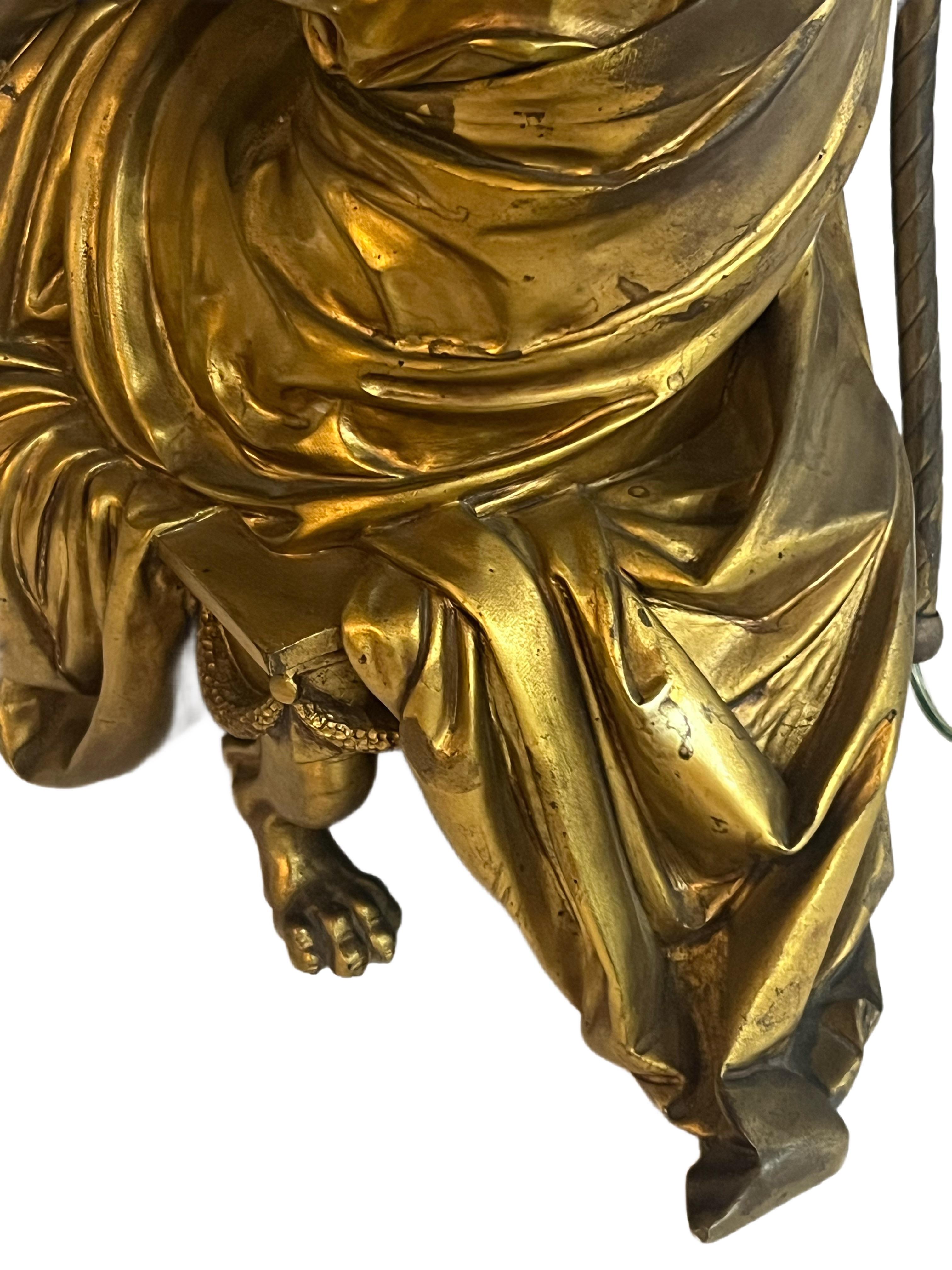 Bronze A. Moreau Table Lamp Sculpture For Sale 5