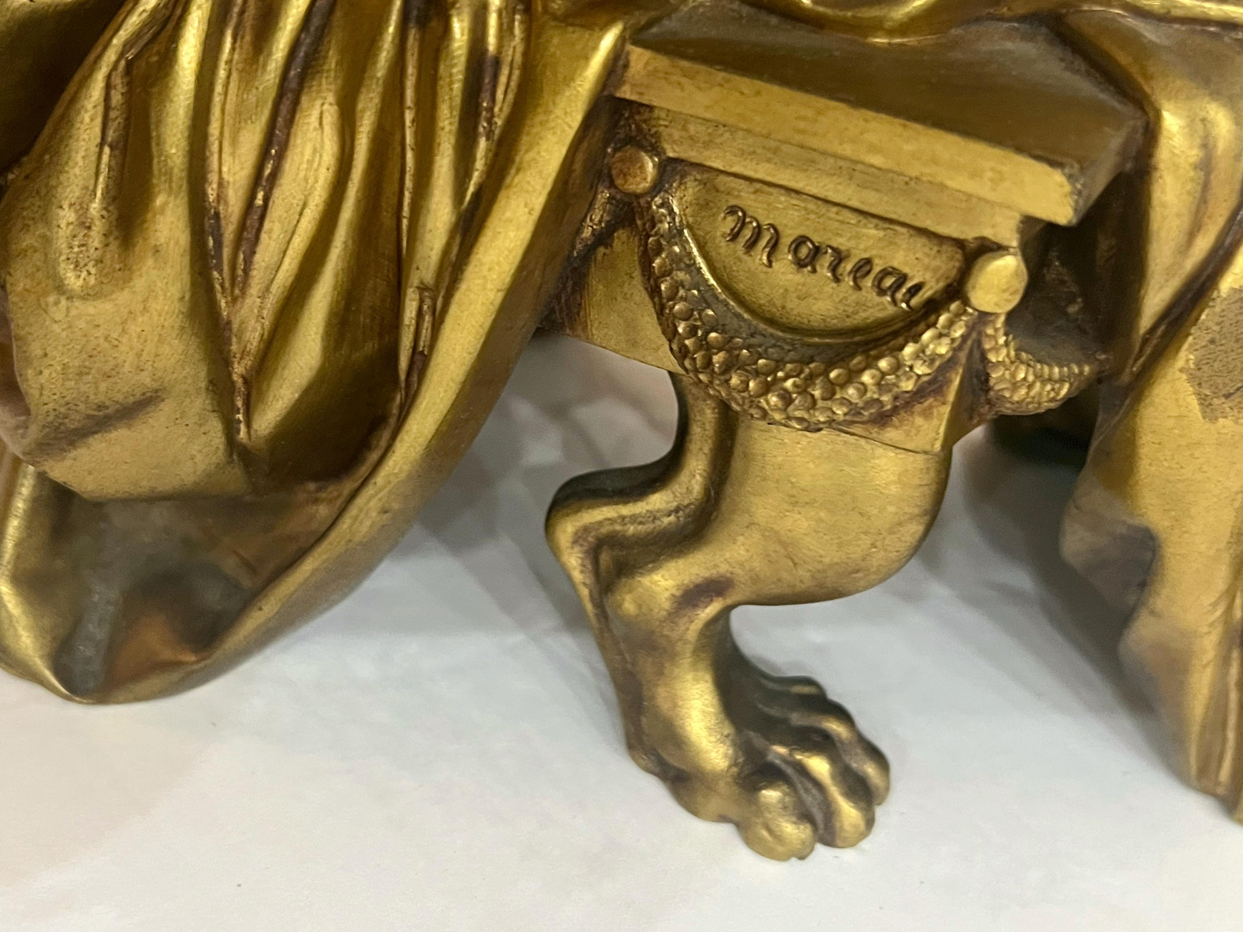 Bronze A. Moreau Table Lamp Sculpture For Sale 7