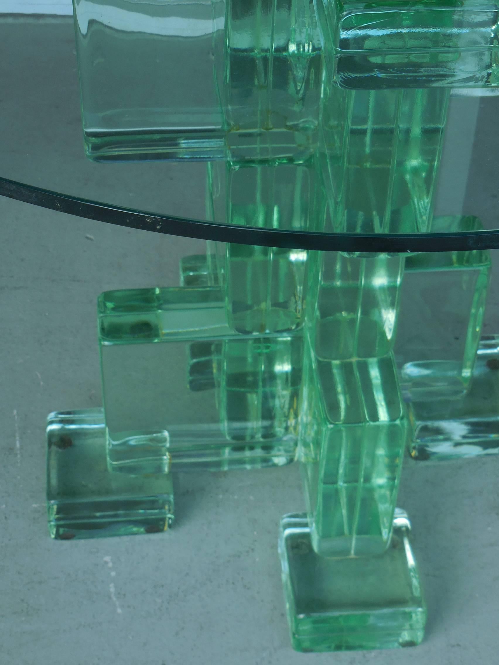 glass block table