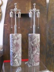 Pair of Solid Purple Marble Lamps by Nessen
