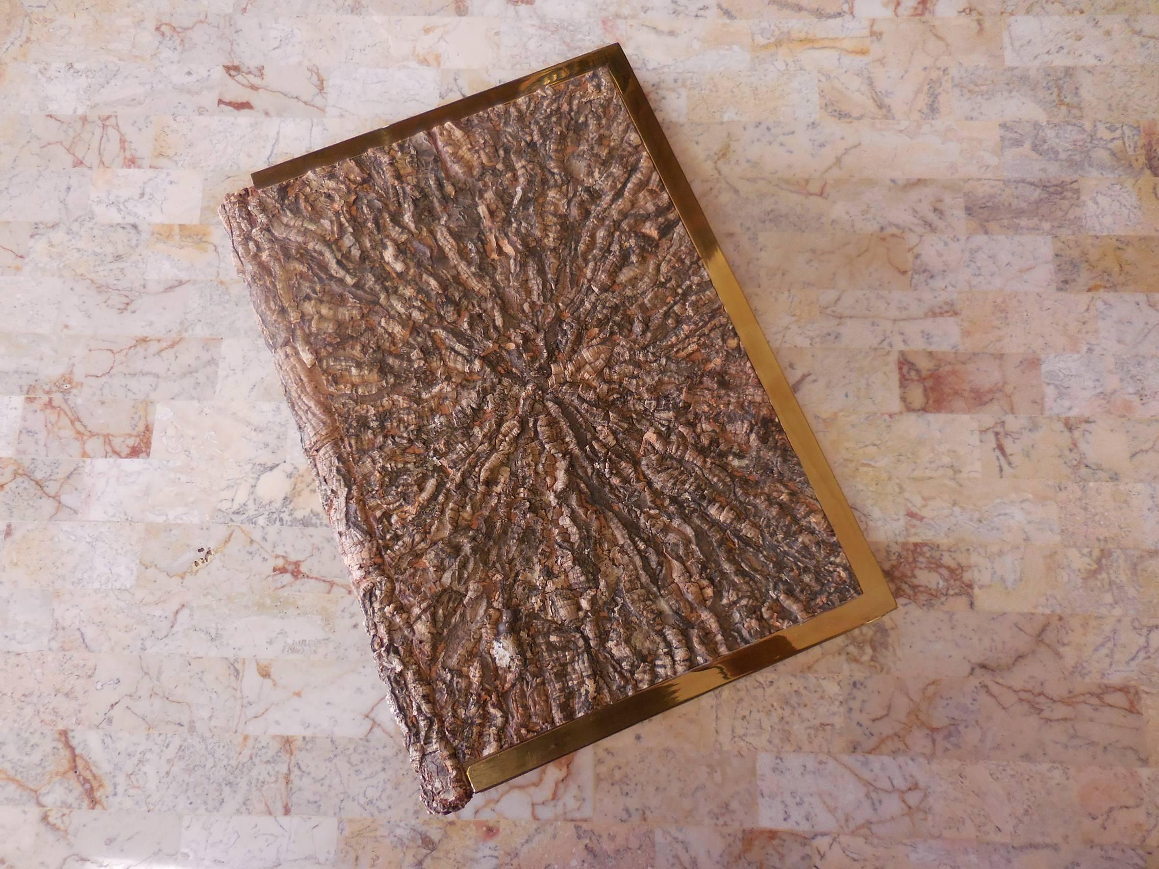Rare carnet de notes Gabriella Crespi en liège et laiton Excellent état - En vente à Miami, FL