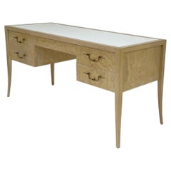 Tommi Parzinger Desk with White Vitrolite Glass Top
