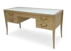 Tommi Parzinger Desk with White Vitrolite Glass Top