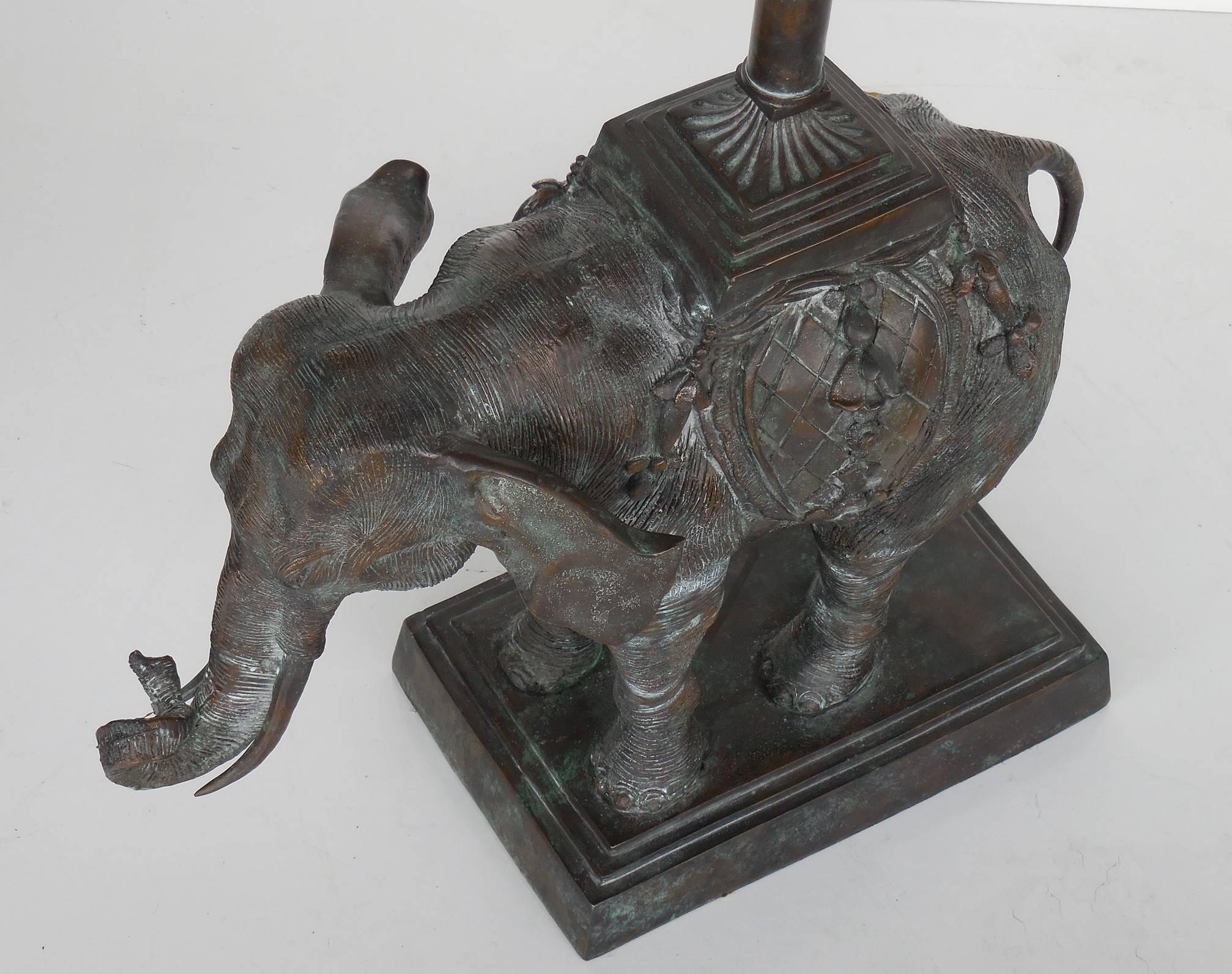Philippine Pair of Large Bronze Elephant Lamps by Maitland Smith