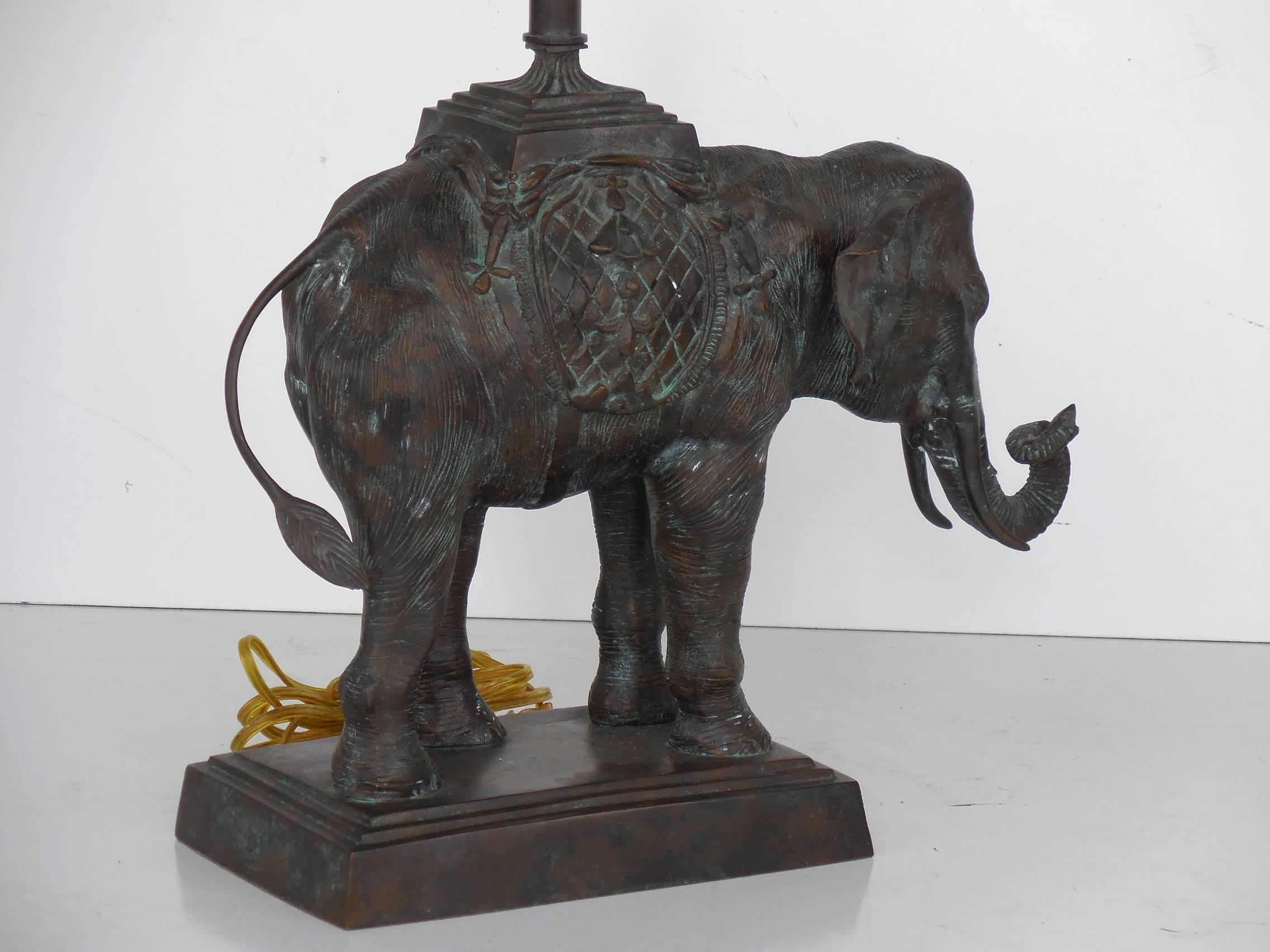 Pair of Large Bronze Elephant Lamps by Maitland Smith In Excellent Condition In Miami, FL