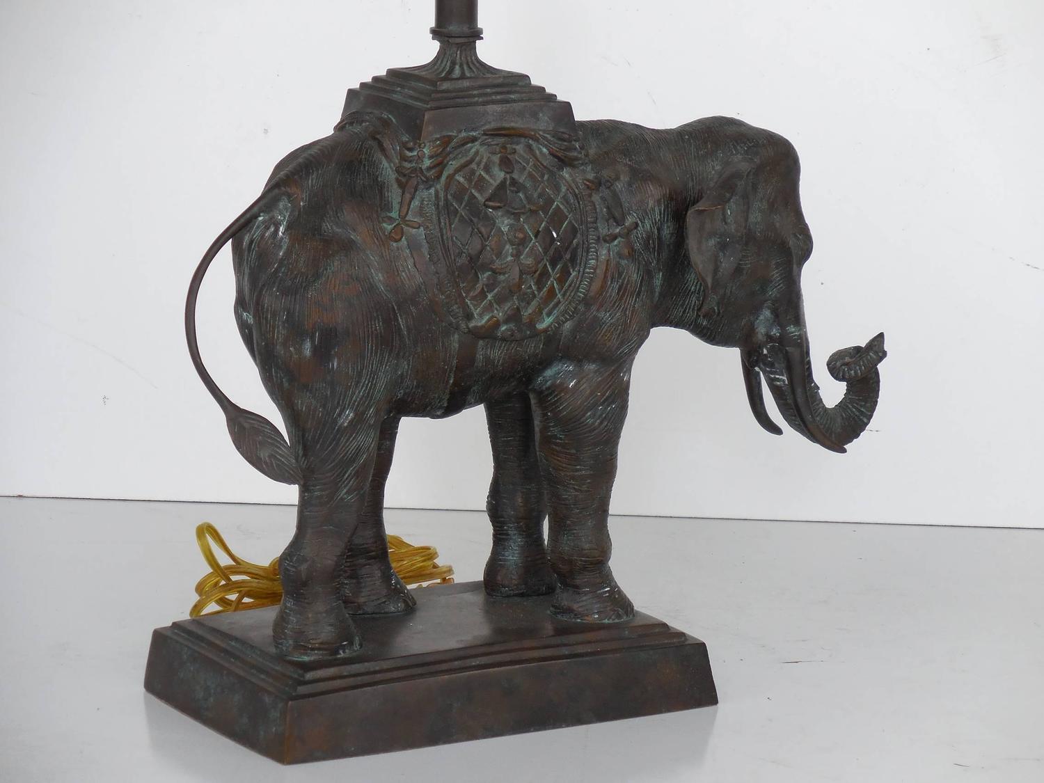 Pair of Large Bronze Elephant Lamps by Maitland Smith For Sale at 1stdibs