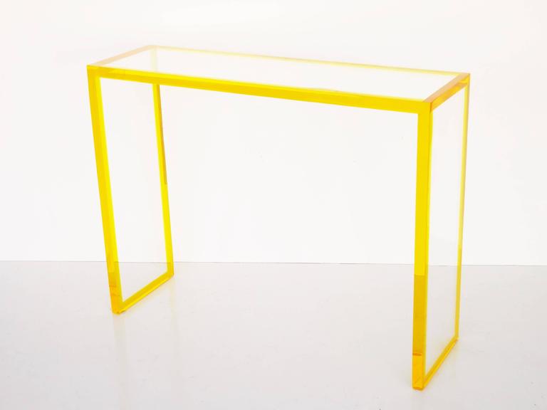 Custom Yellow and Clear Lucite Consoles 2