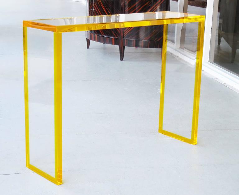 Custom Yellow and Clear Lucite Consoles 4