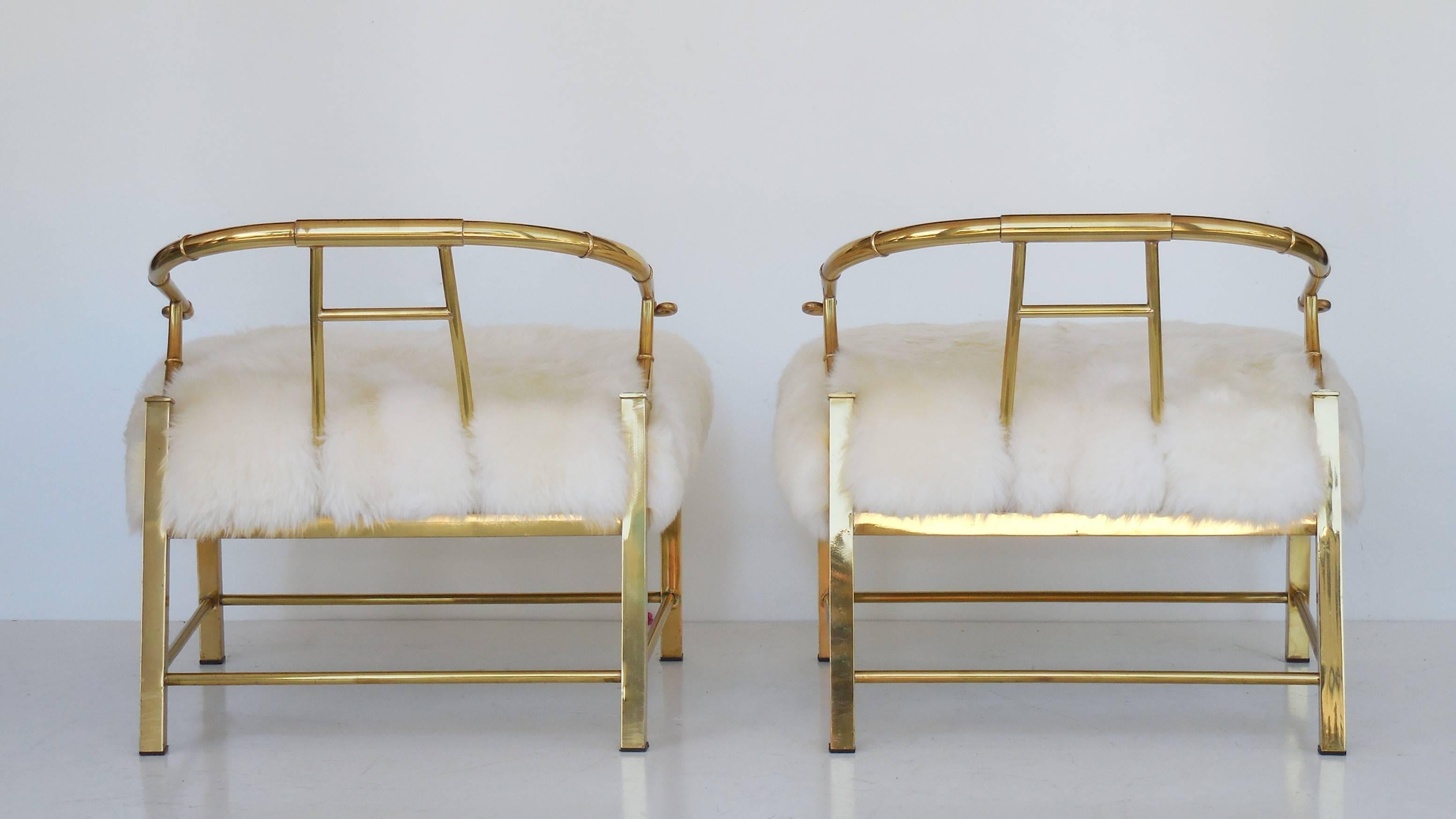 Late 20th Century Pair of Brass Chairs by Mastercraft