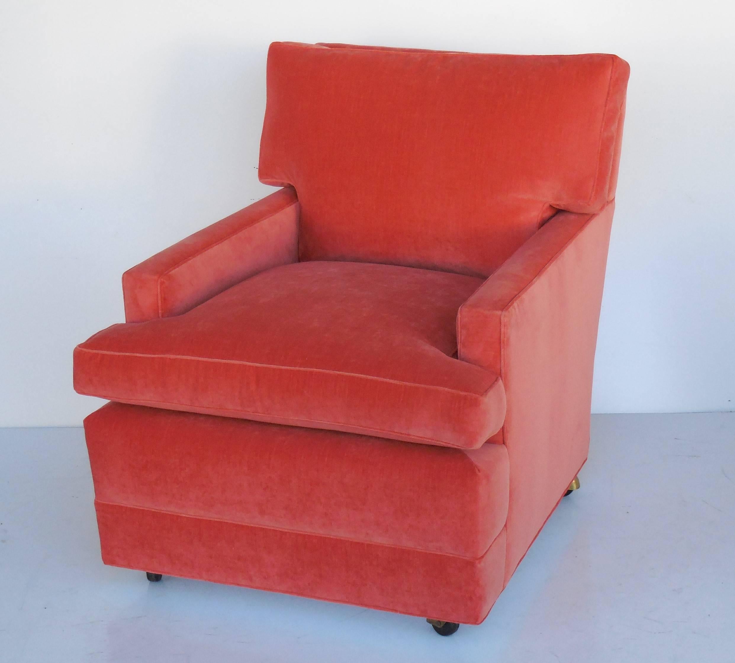 American Pair of Tangerine Club Chairs
