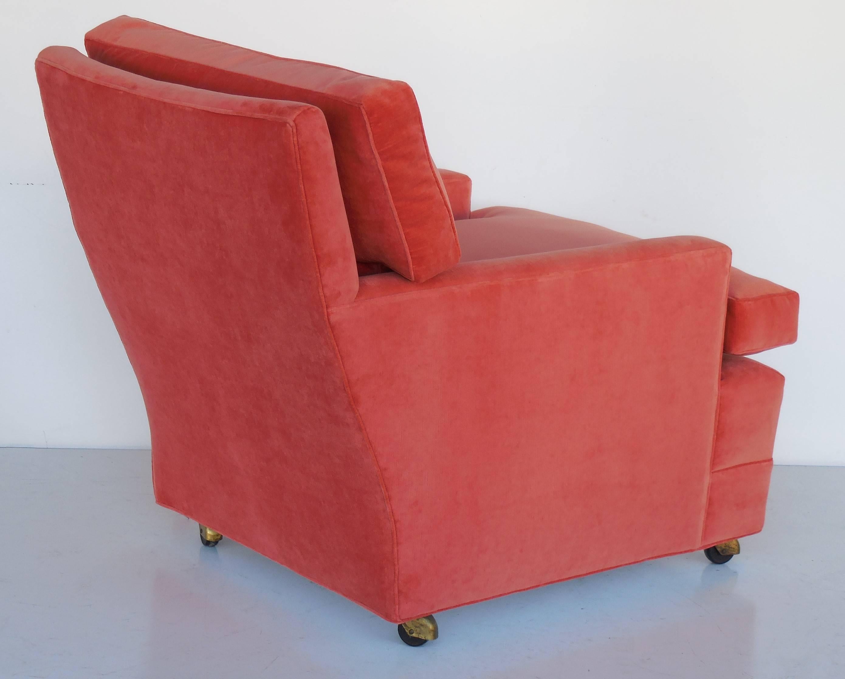 Mid-20th Century Pair of Tangerine Club Chairs