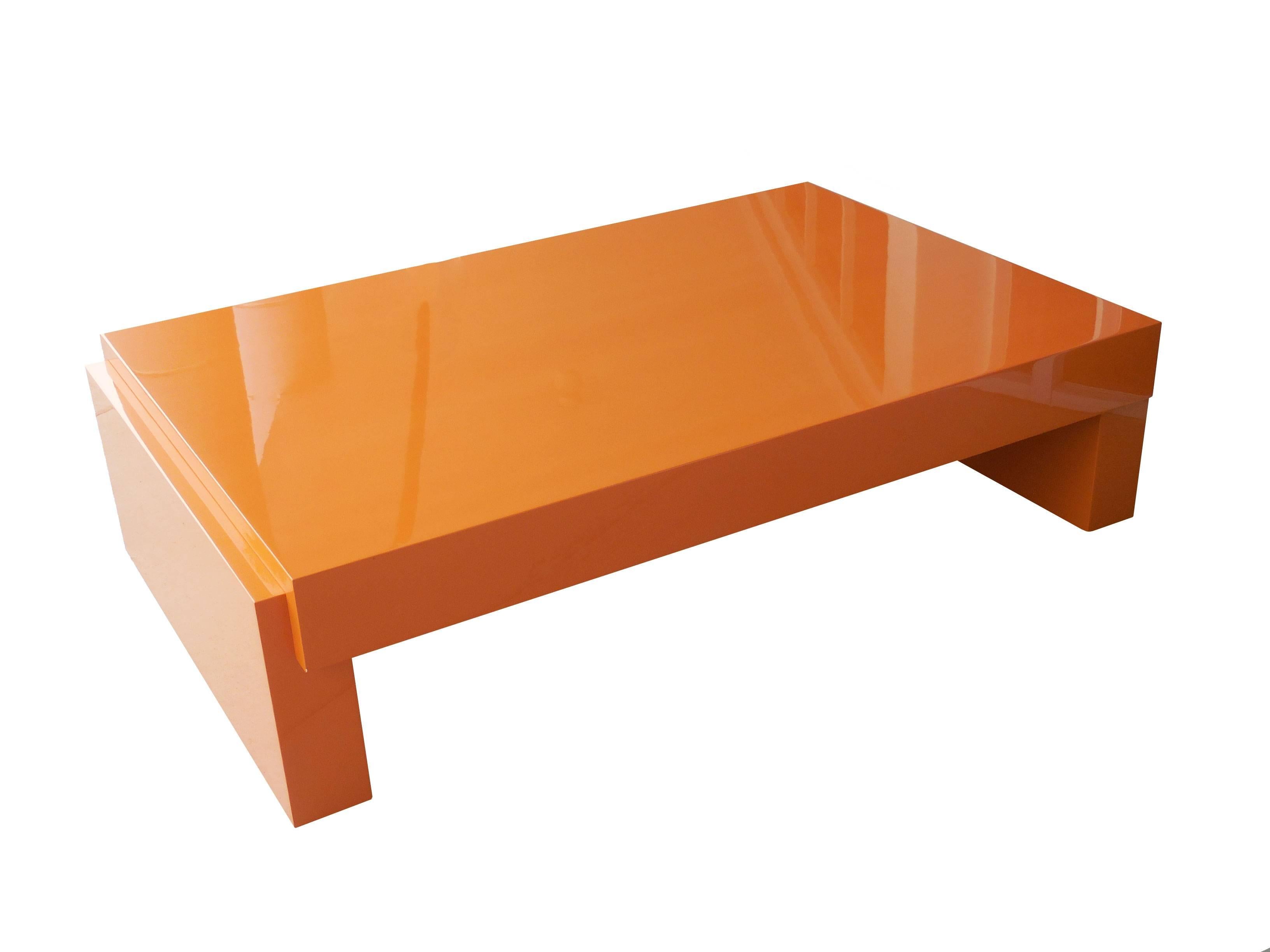 Airport coffee table by Karl Springer. Simple geometric design with great proportions. New perfect high gloss lacquer finish.