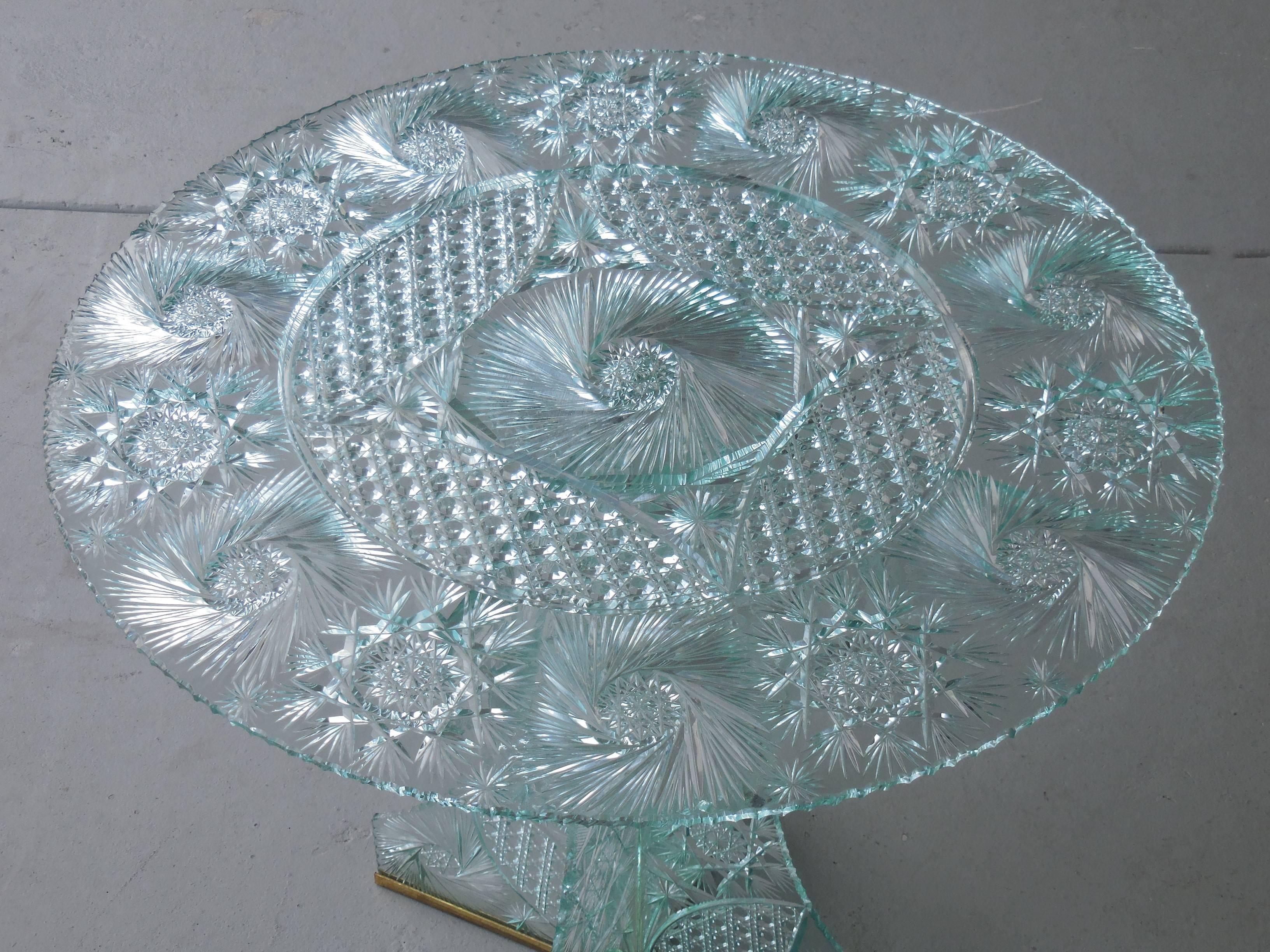 Late 20th Century Modern Brilliant Cut Crystal Round Table