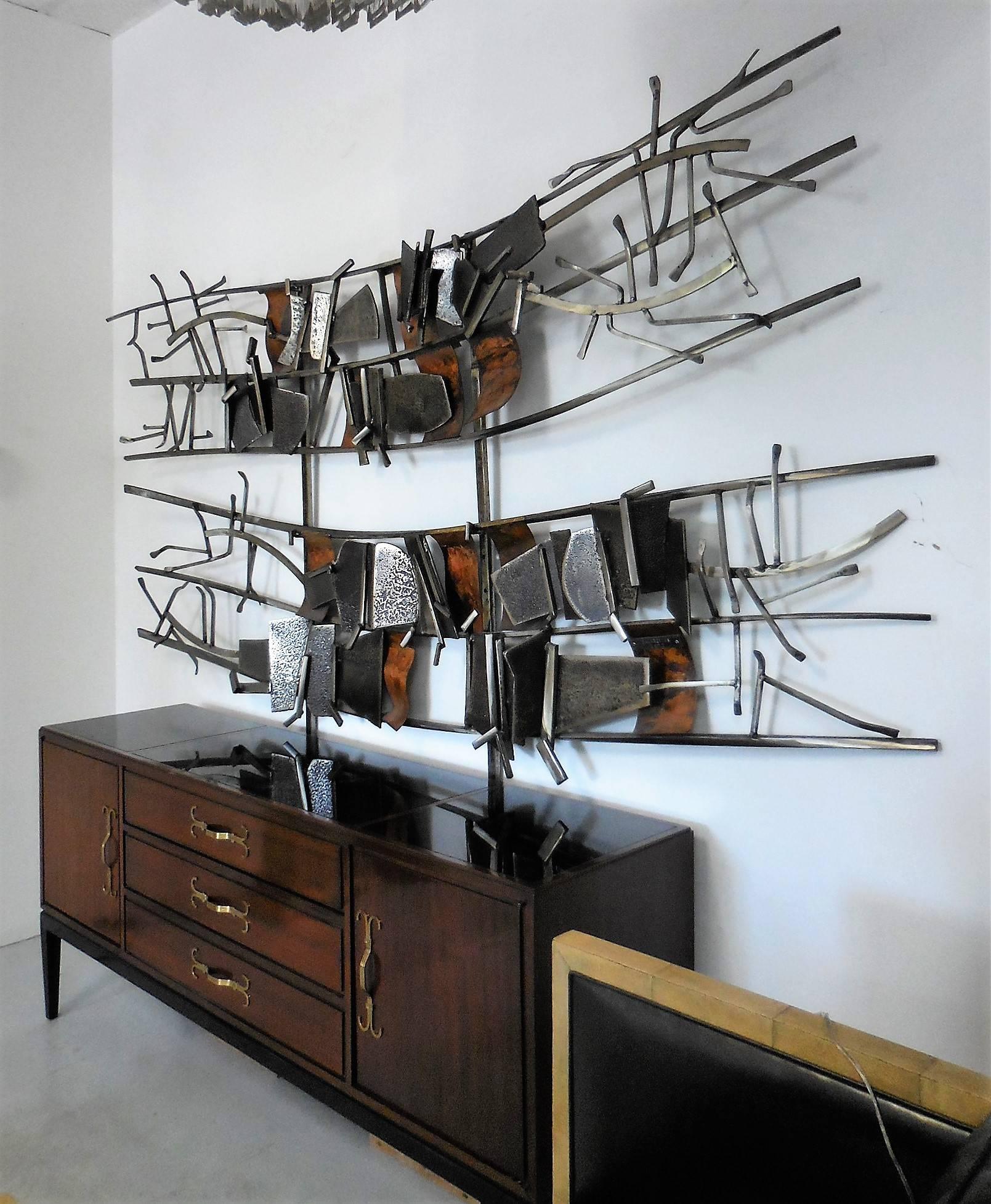 American Monumental Abstract Metal Wall Sculpture by Peter Calaboyias, 1972