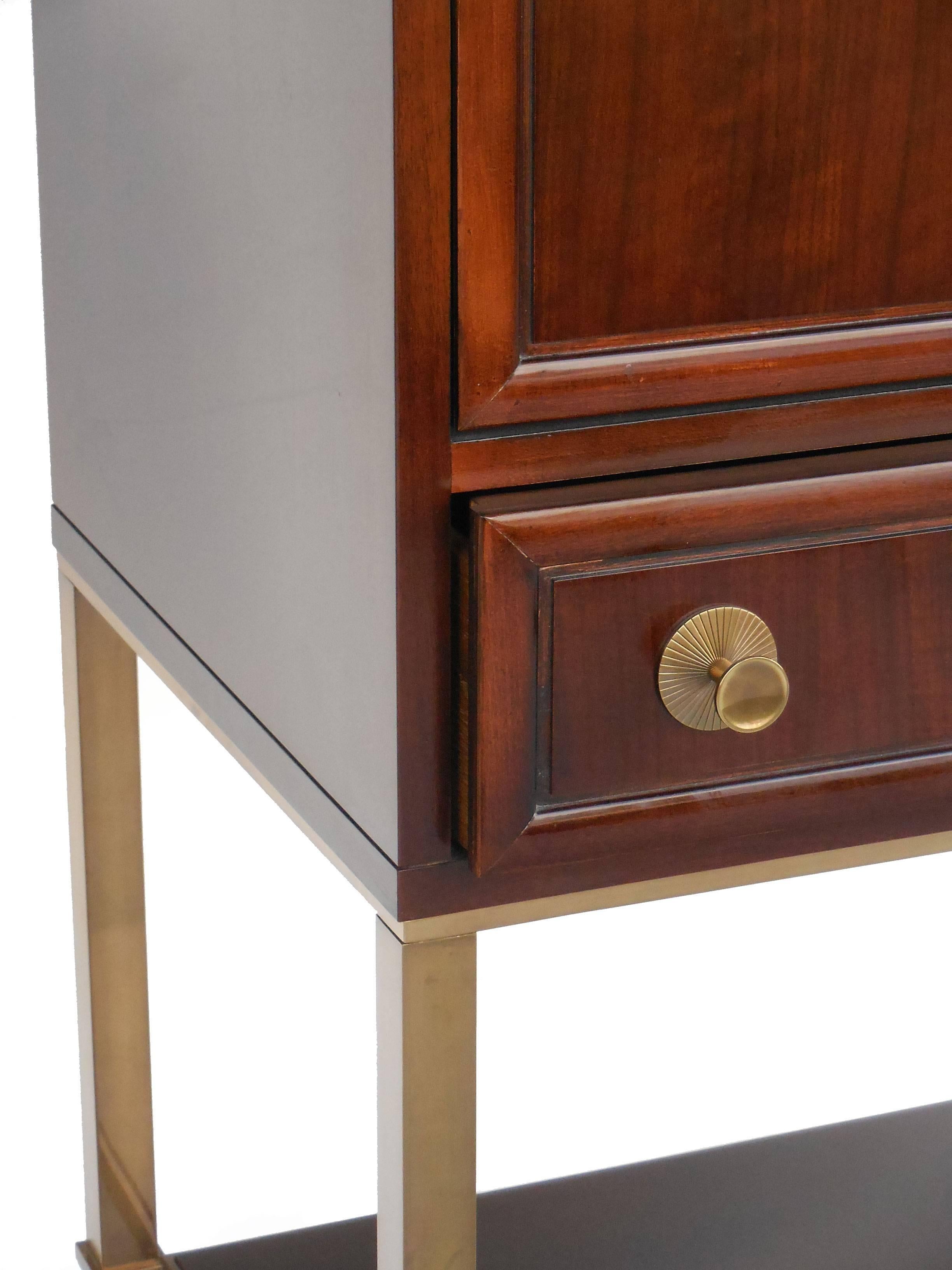 Brass and Mahogany Bar Cabinet by Baker 1