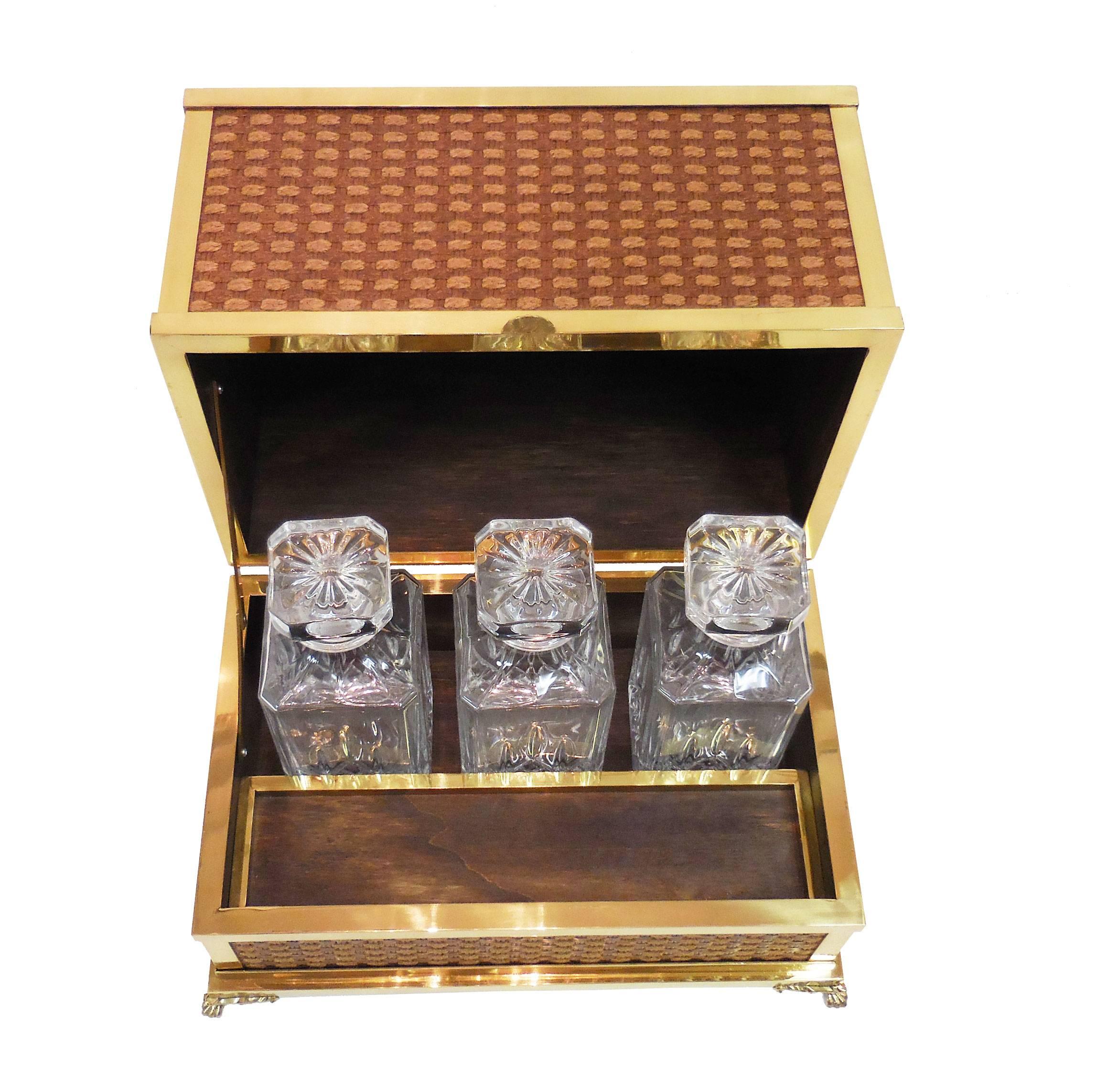 Mid-Century Italian Brass Tantalus Liquor Cabinet 3