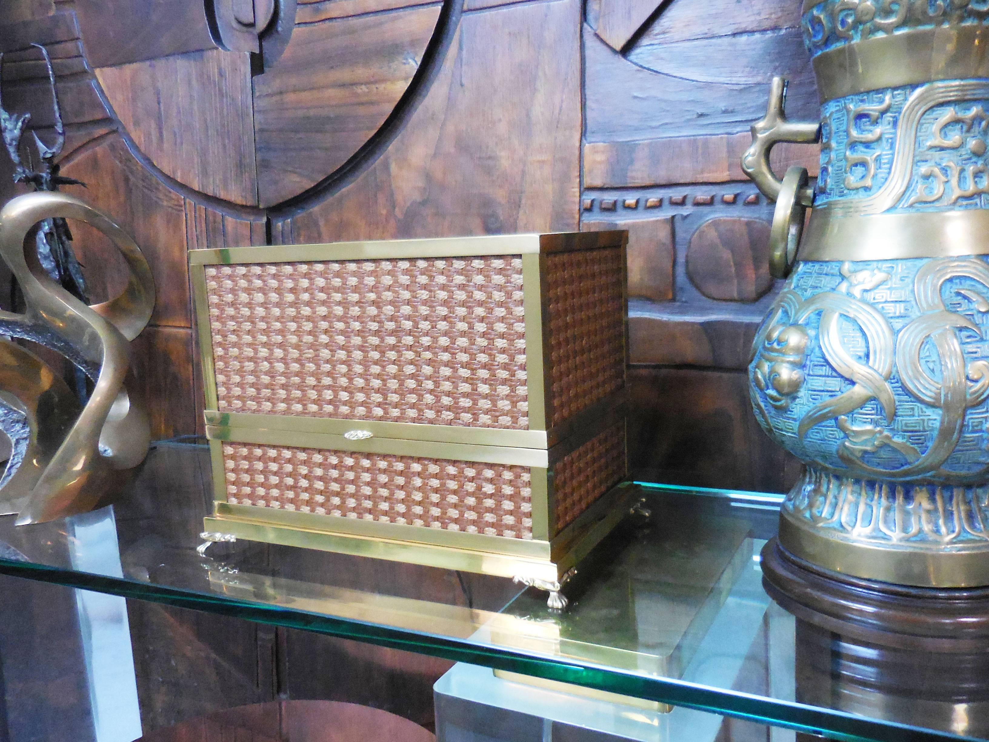 Mid-Century Italian Brass Tantalus Liquor Cabinet 4