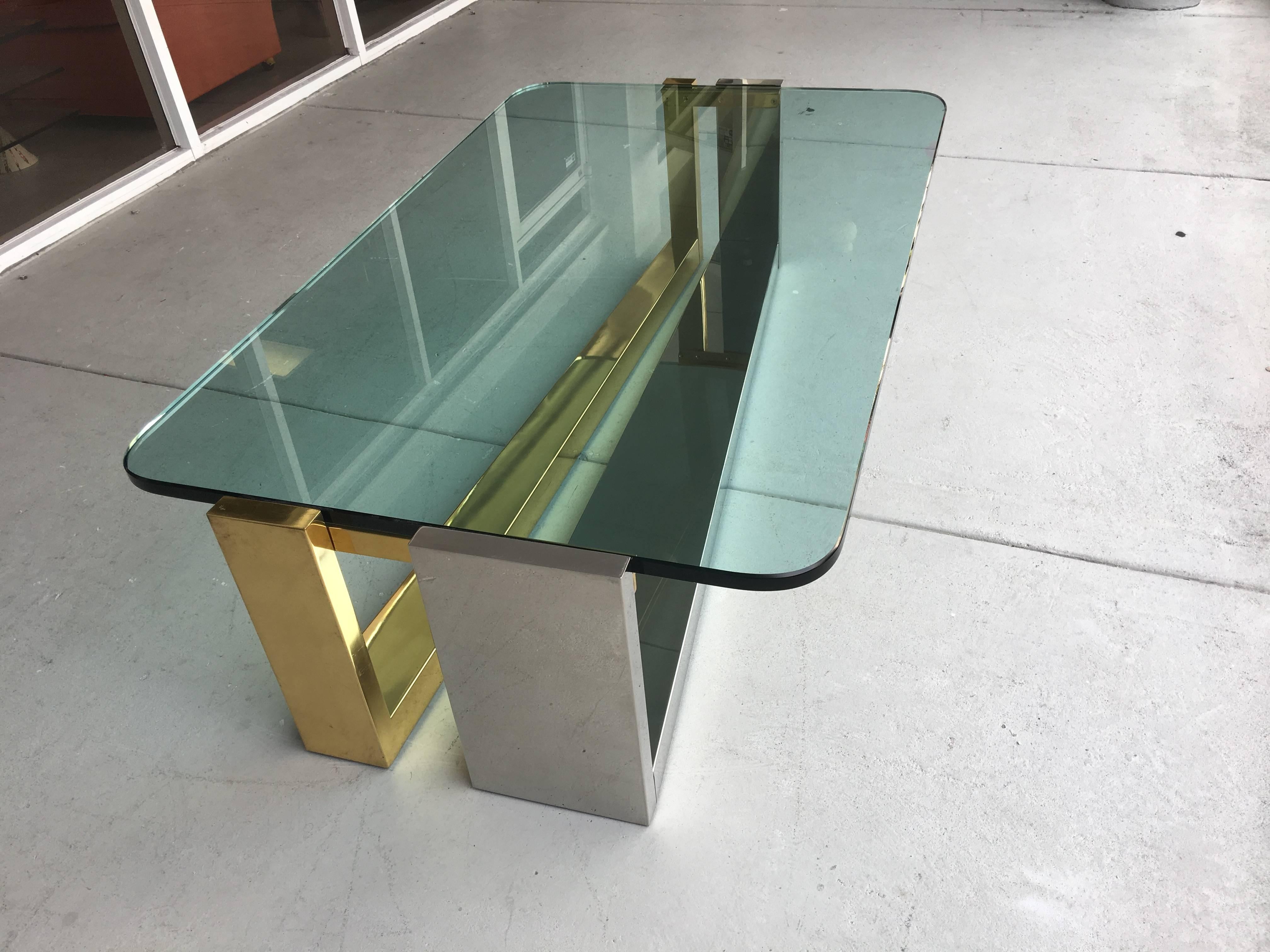 Stainless Steel and Brass Coffee Table, 1970s 3