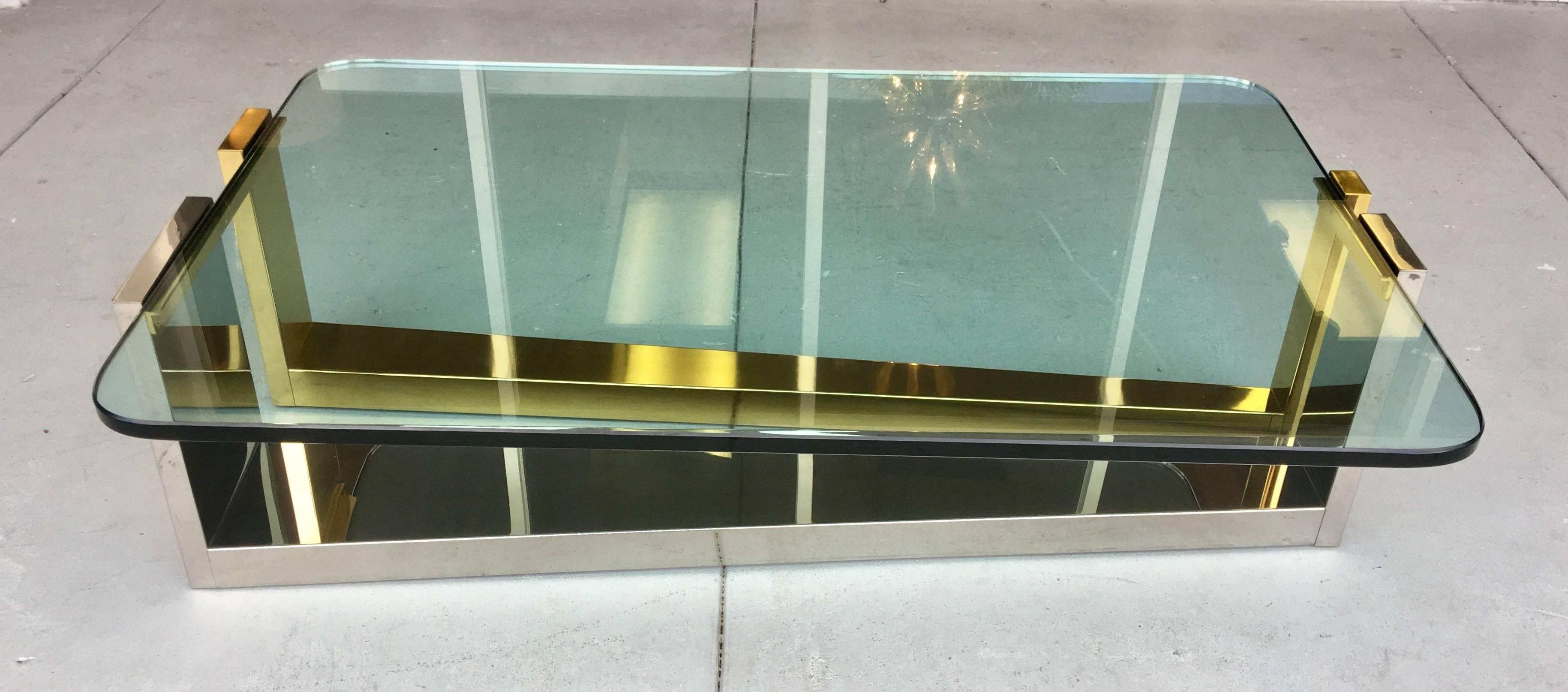 Stainless Steel and Brass Coffee Table, 1970s 5
