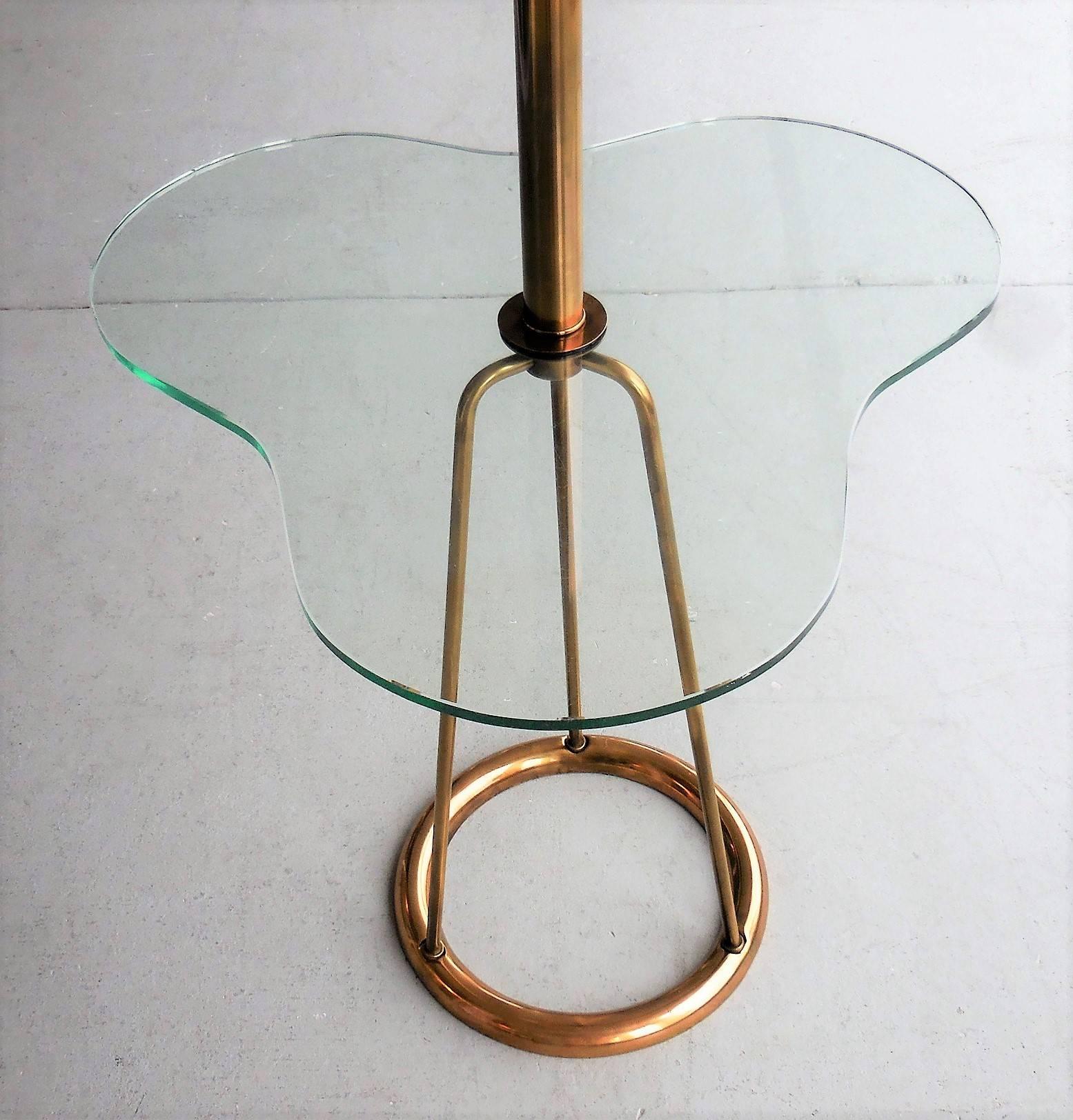 Glass and Bronze Italian Mid-Century Floor Lamp 1