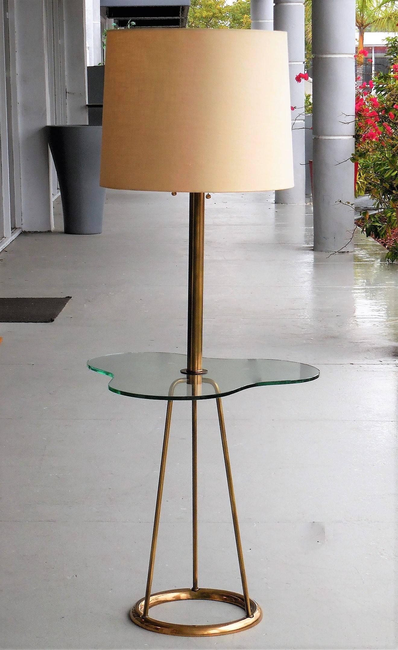 Glass and Bronze Italian Mid-Century Floor Lamp 2