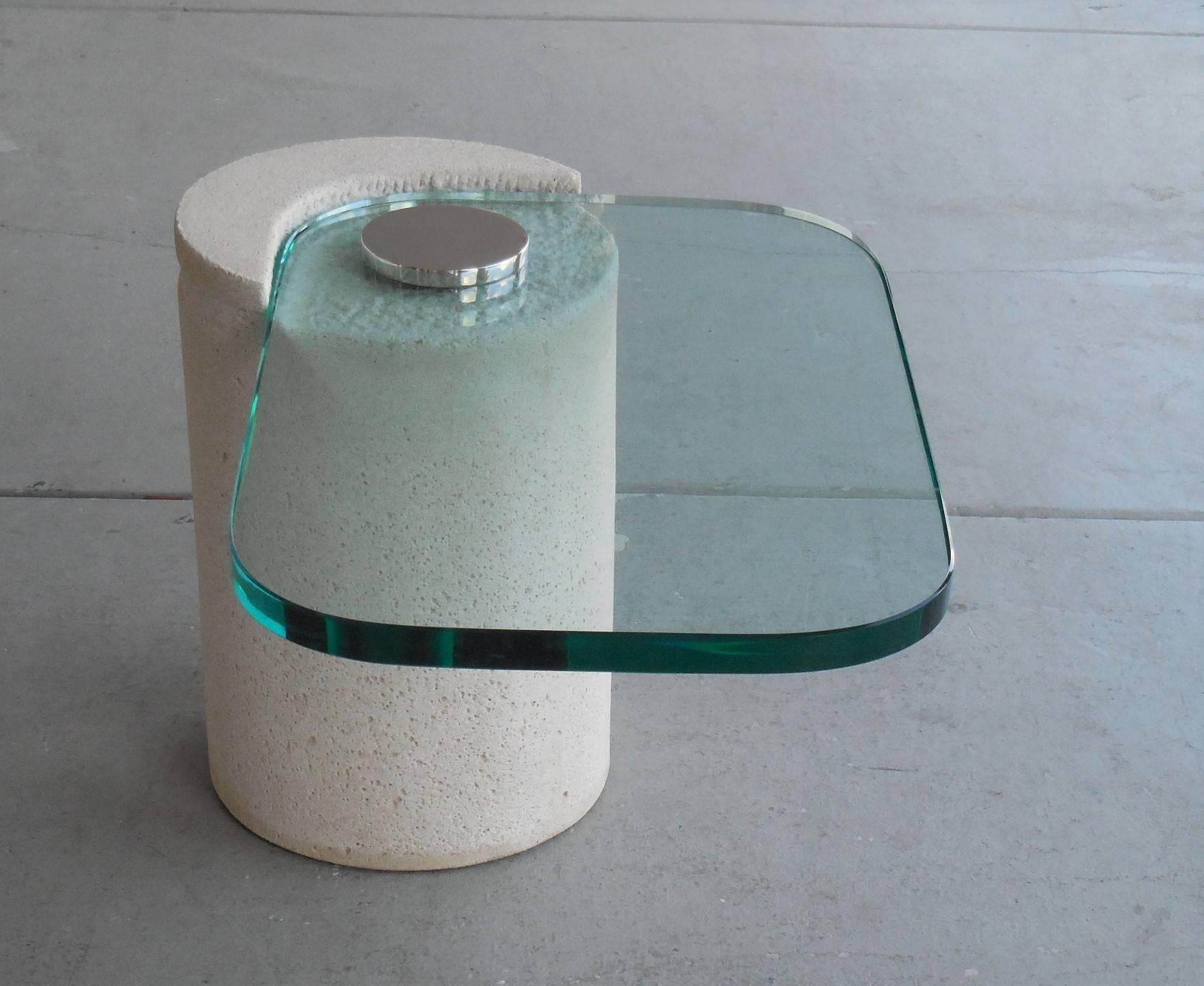 American Sandstone Sculpture Table by Karl Springer