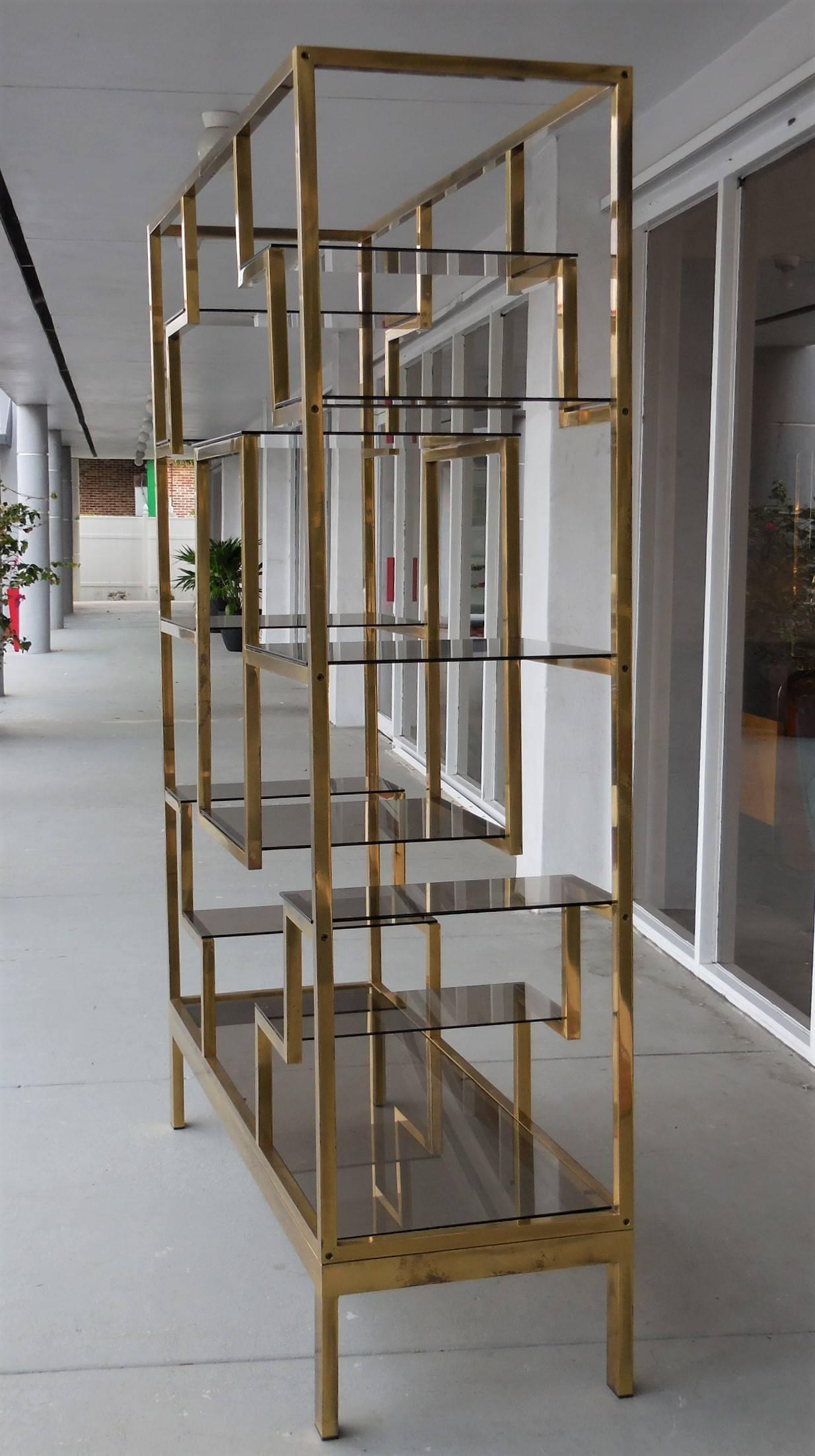 Brass Italian Etagere Room Divider by Romeo Rega, 1970s In Excellent Condition In Miami, FL