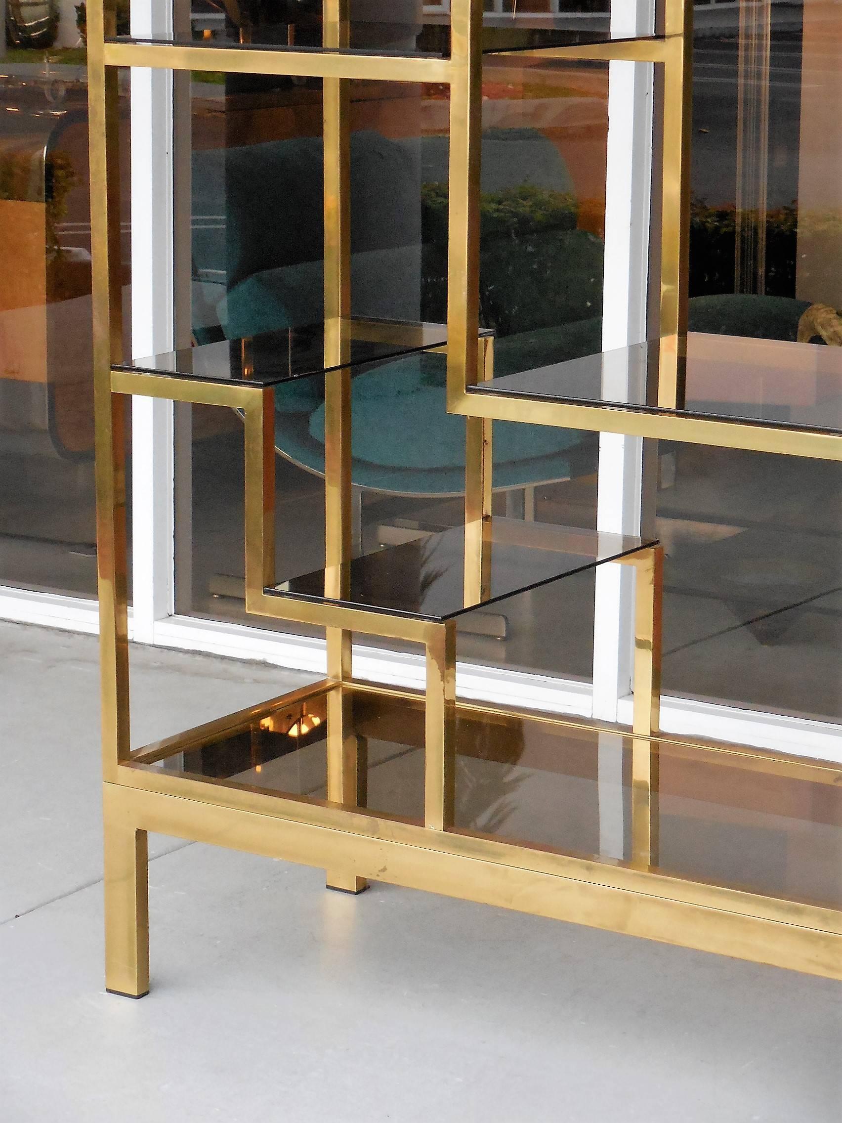 Late 20th Century Brass Italian Etagere Room Divider by Romeo Rega, 1970s