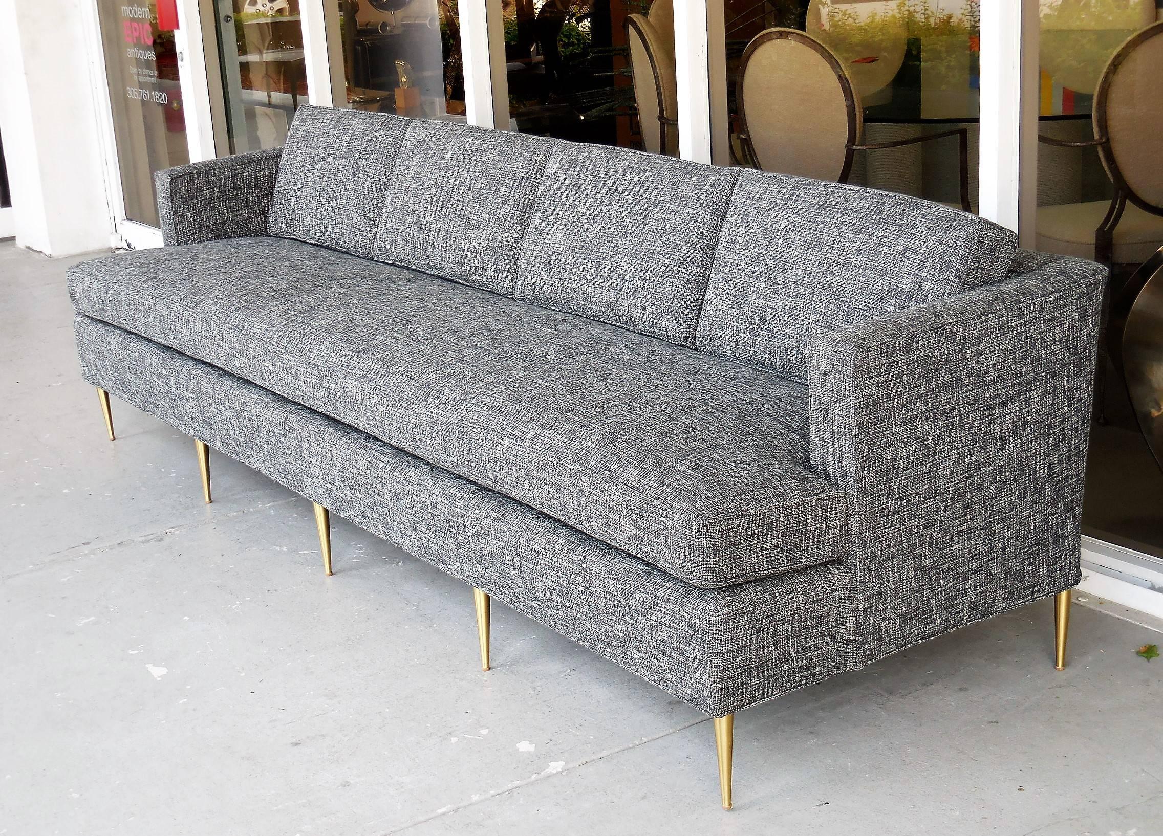 Mid-Century Dunbar Style Sofa with Brass Legs 2