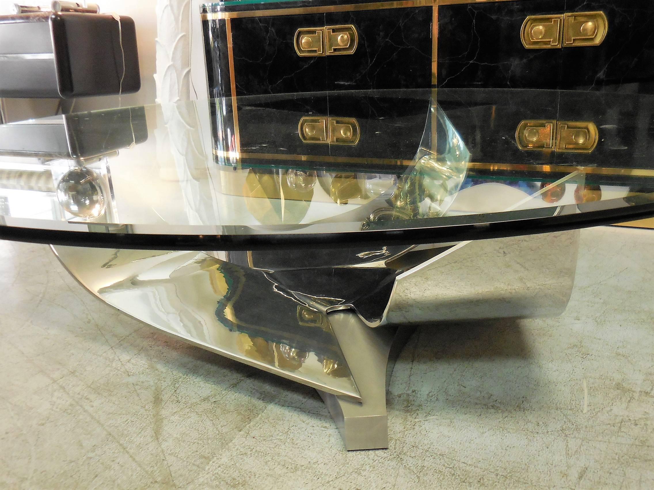 Late 20th Century Stainless Steel Cocktail Table by Ron Seff