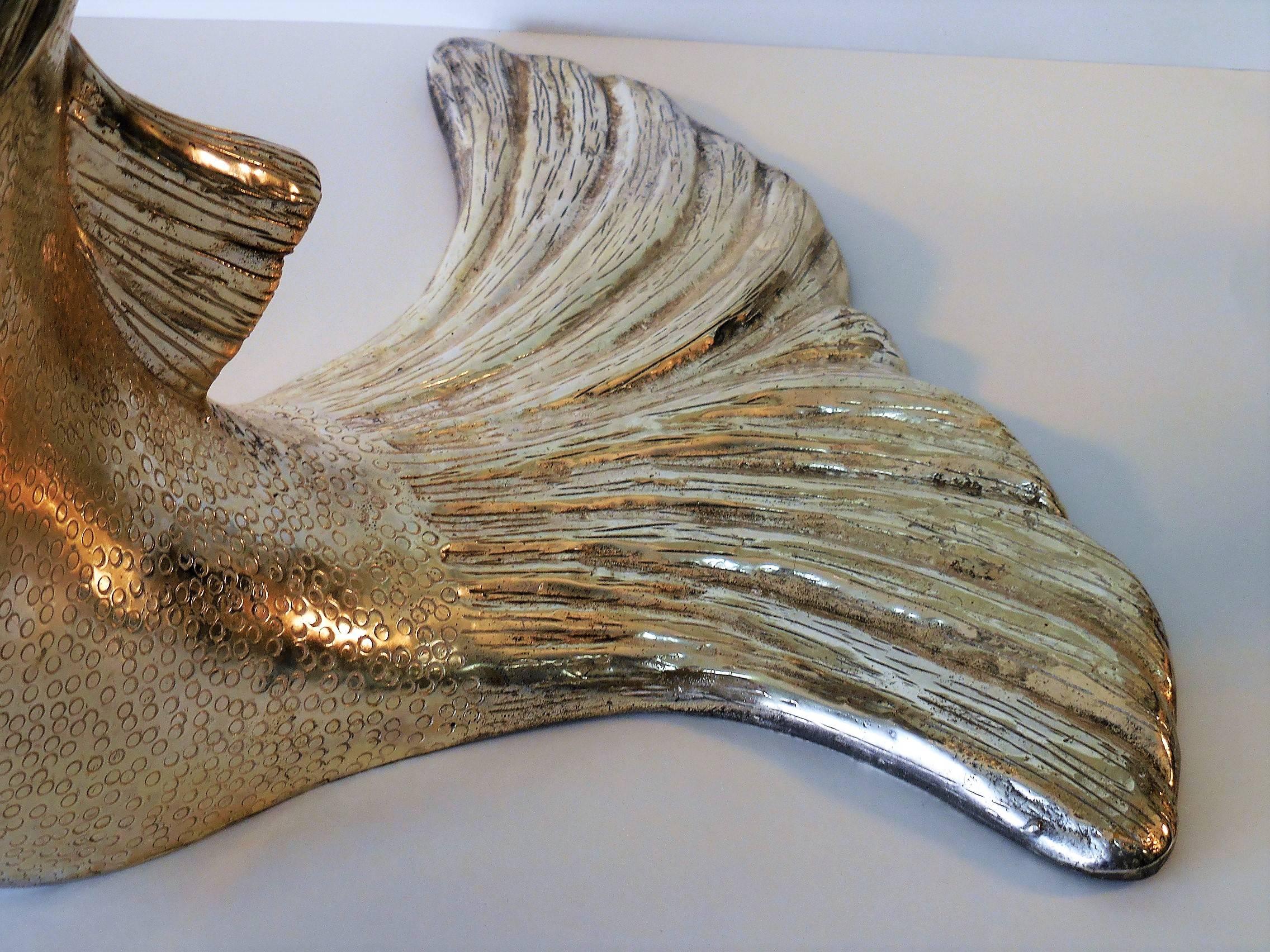 Large Silver Plated Bronze Fish Ice or Champagne Bucket In Excellent Condition In Miami, FL