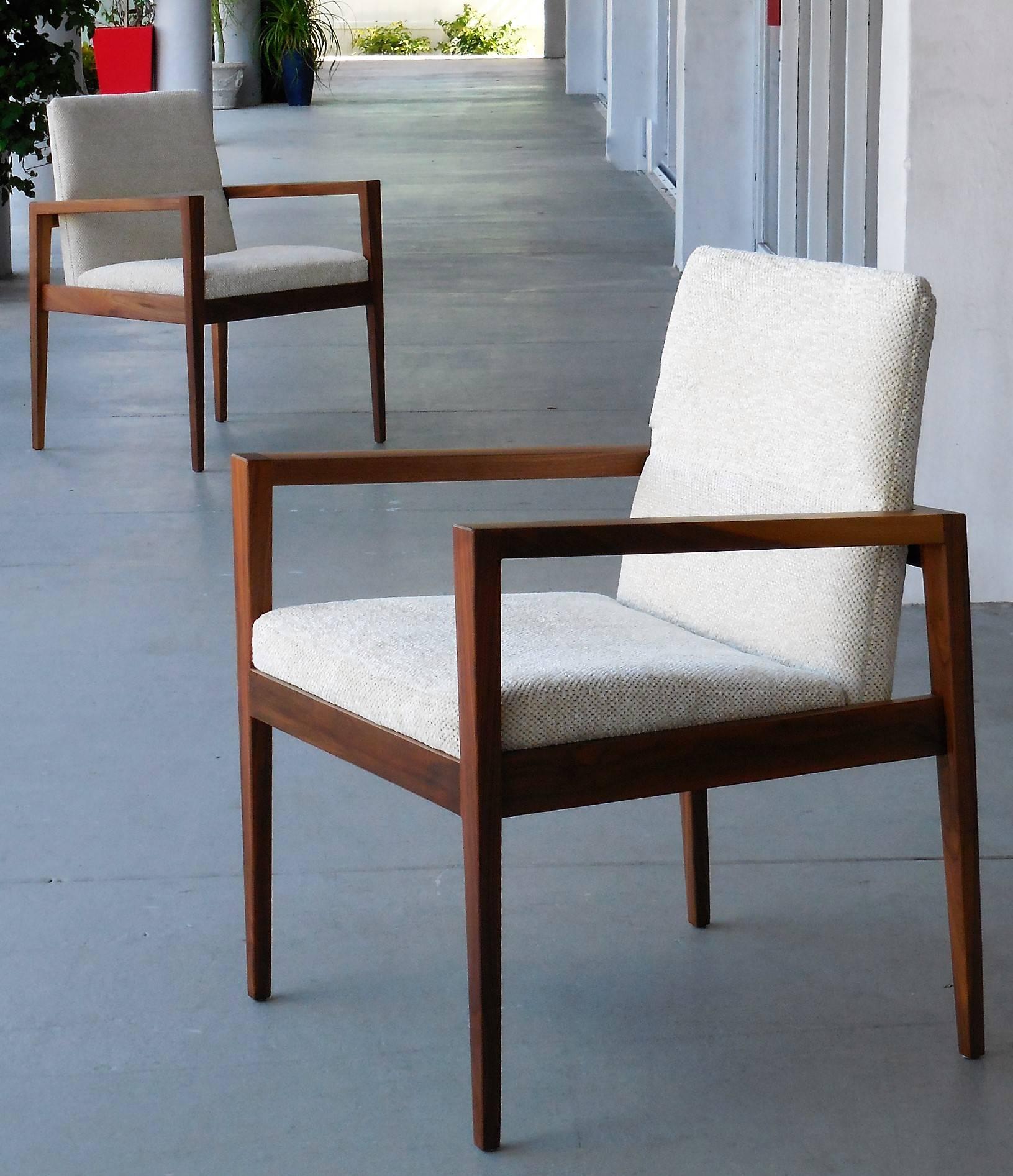 American Jens Risom Pair of Mid-Century Walnut Chairs