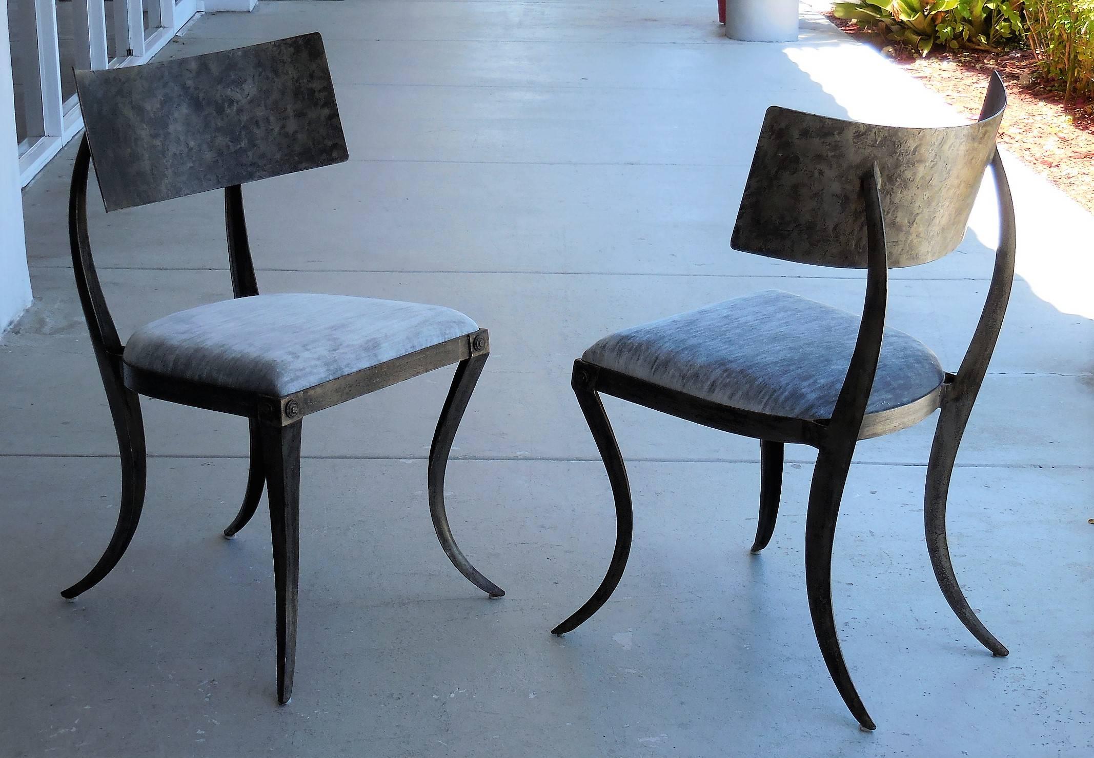 Philippine Pair of Metal Klismos Chairs by Ched Bergeron