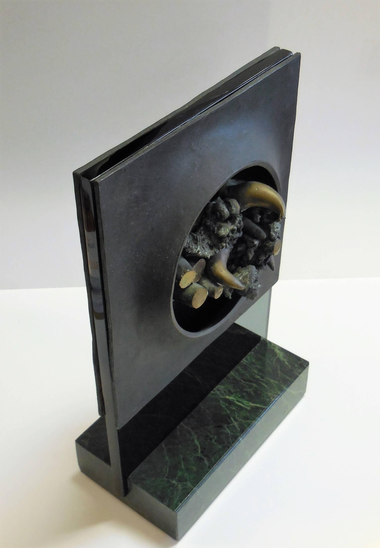 American Abstract Bronze, Glass and Marble Sculpture by Dean Meeker