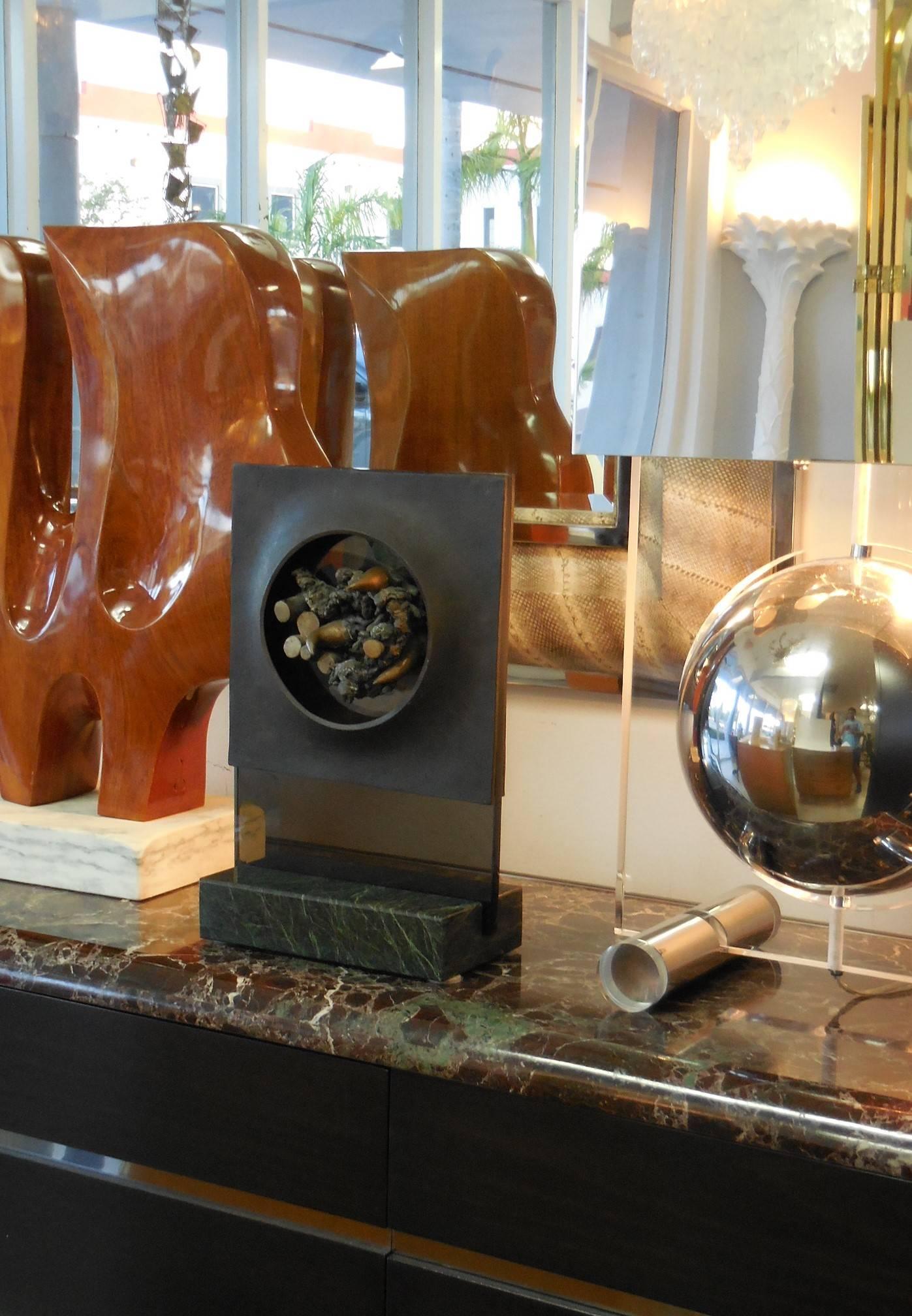 Abstract Bronze, Glass and Marble Sculpture by Dean Meeker 1