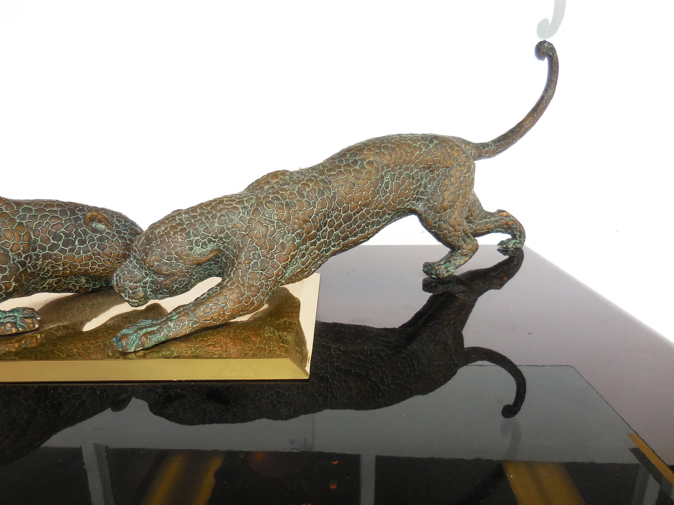 Sculptural Bronze Jaguars Coffee Table by Nicola Voci In Excellent Condition In Miami, FL