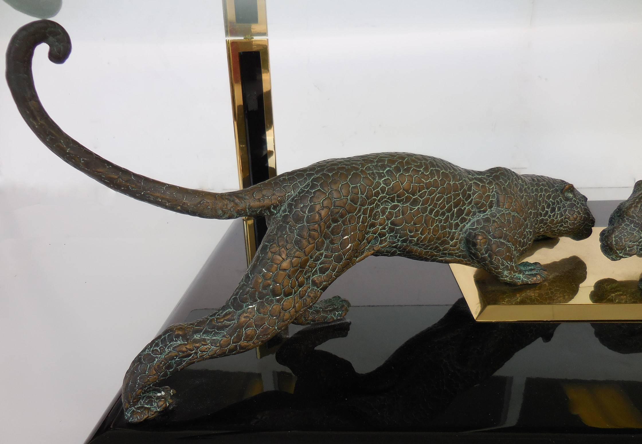 Late 20th Century Sculptural Bronze Jaguars Coffee Table by Nicola Voci