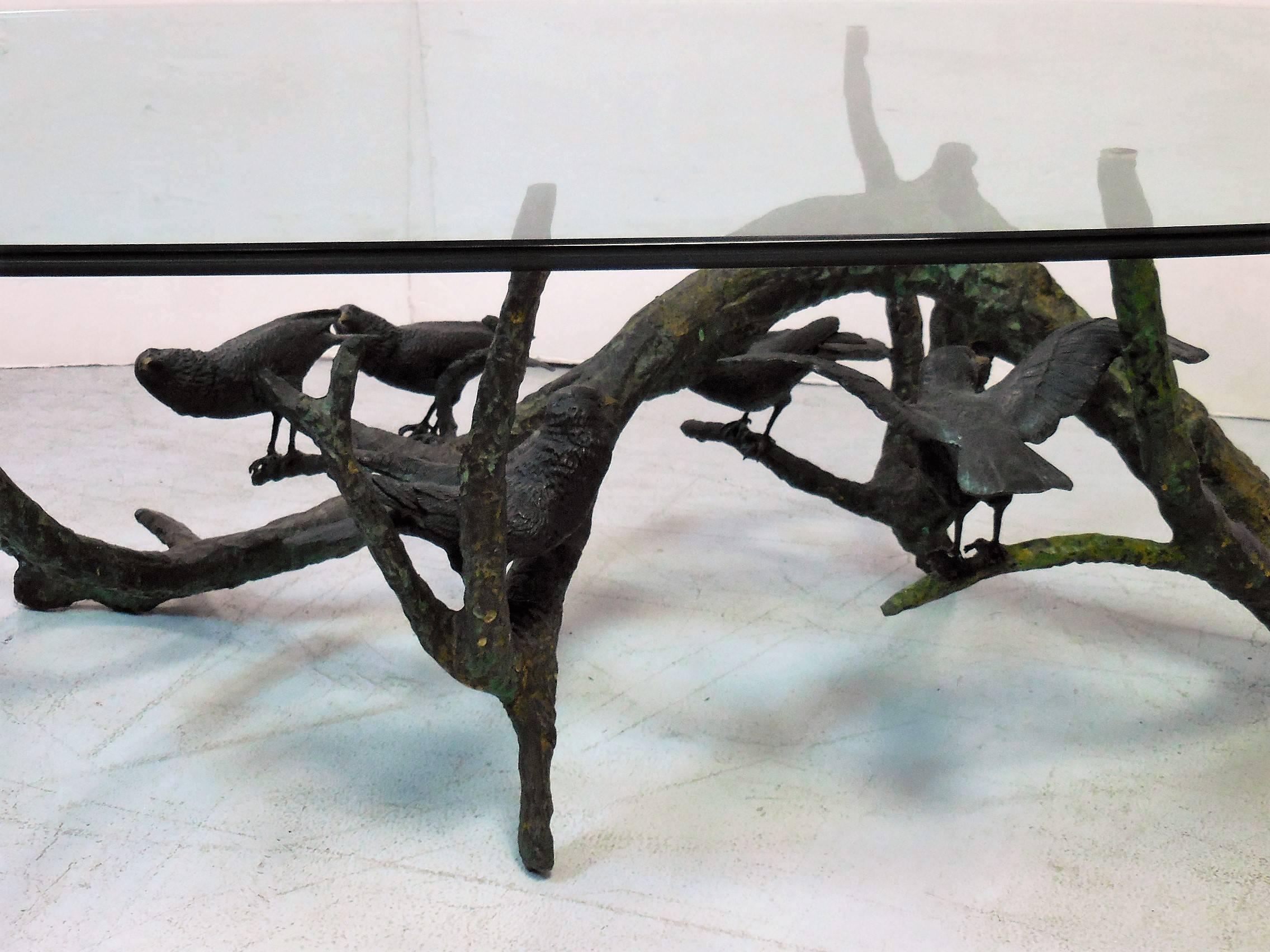 Bronze Coffee Table with Birds by Valenti In Excellent Condition In Miami, FL