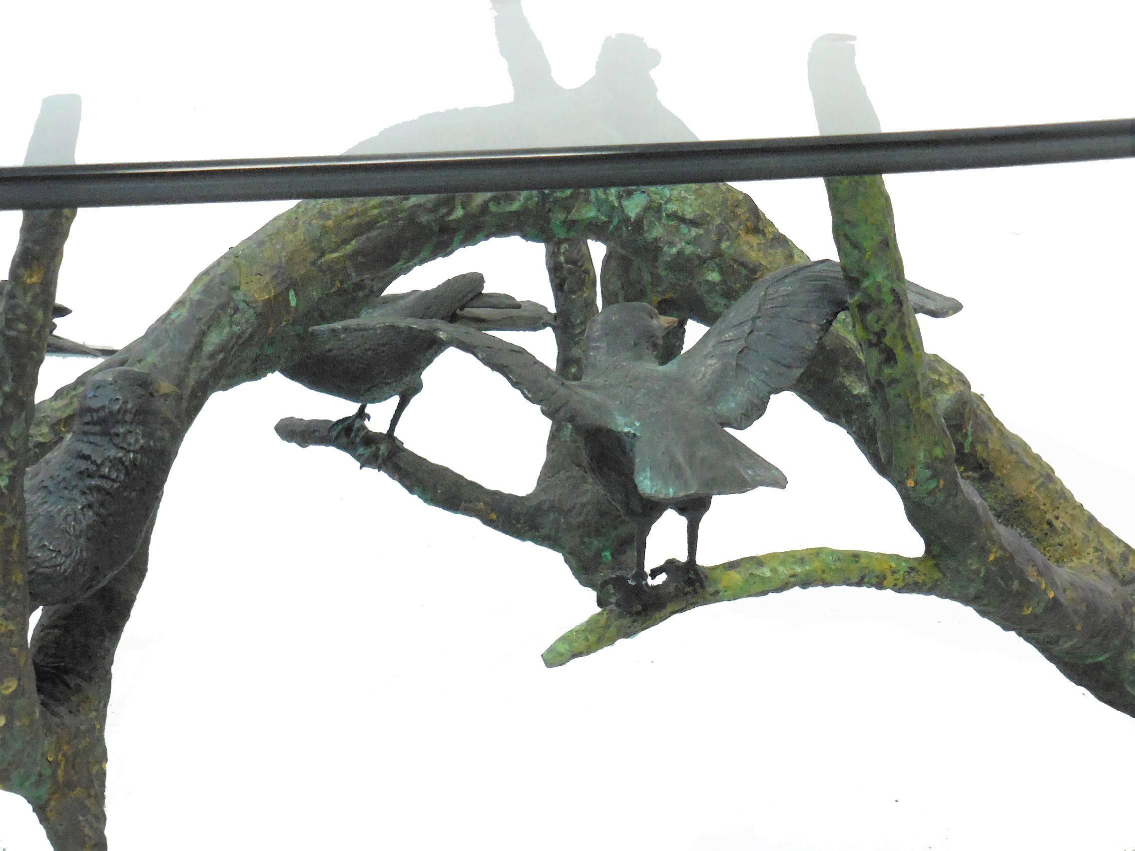 Late 20th Century Bronze Coffee Table with Birds by Valenti