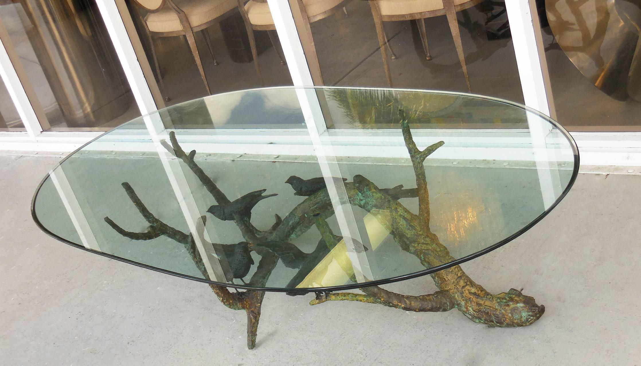 Spanish Bronze Coffee Table with Birds by Valenti