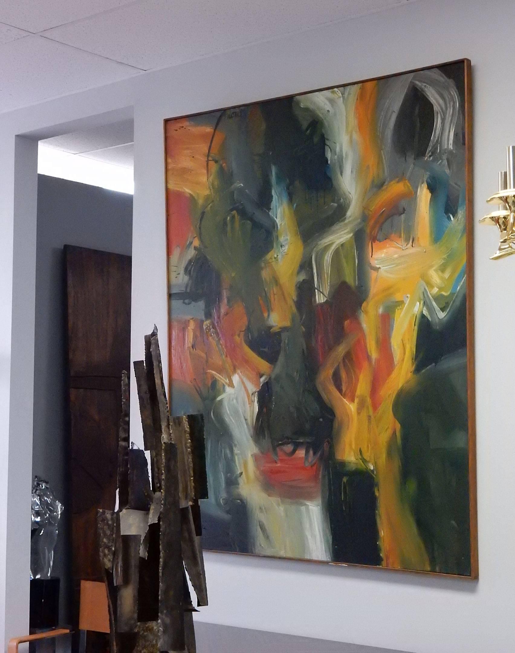 American Abstract Expressionist Mid-Century Oil Painting by Proud