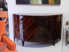 Macassar Demilune Console Cabinet, Art Deco Style